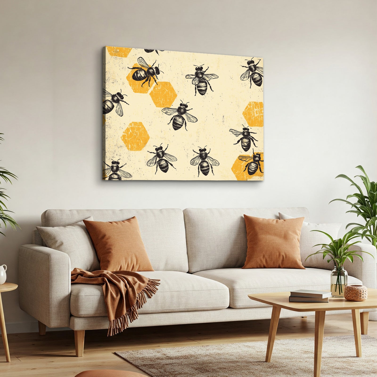 Bohemian Bee and Honeycomb Boho Wall Art for Cozy Decor