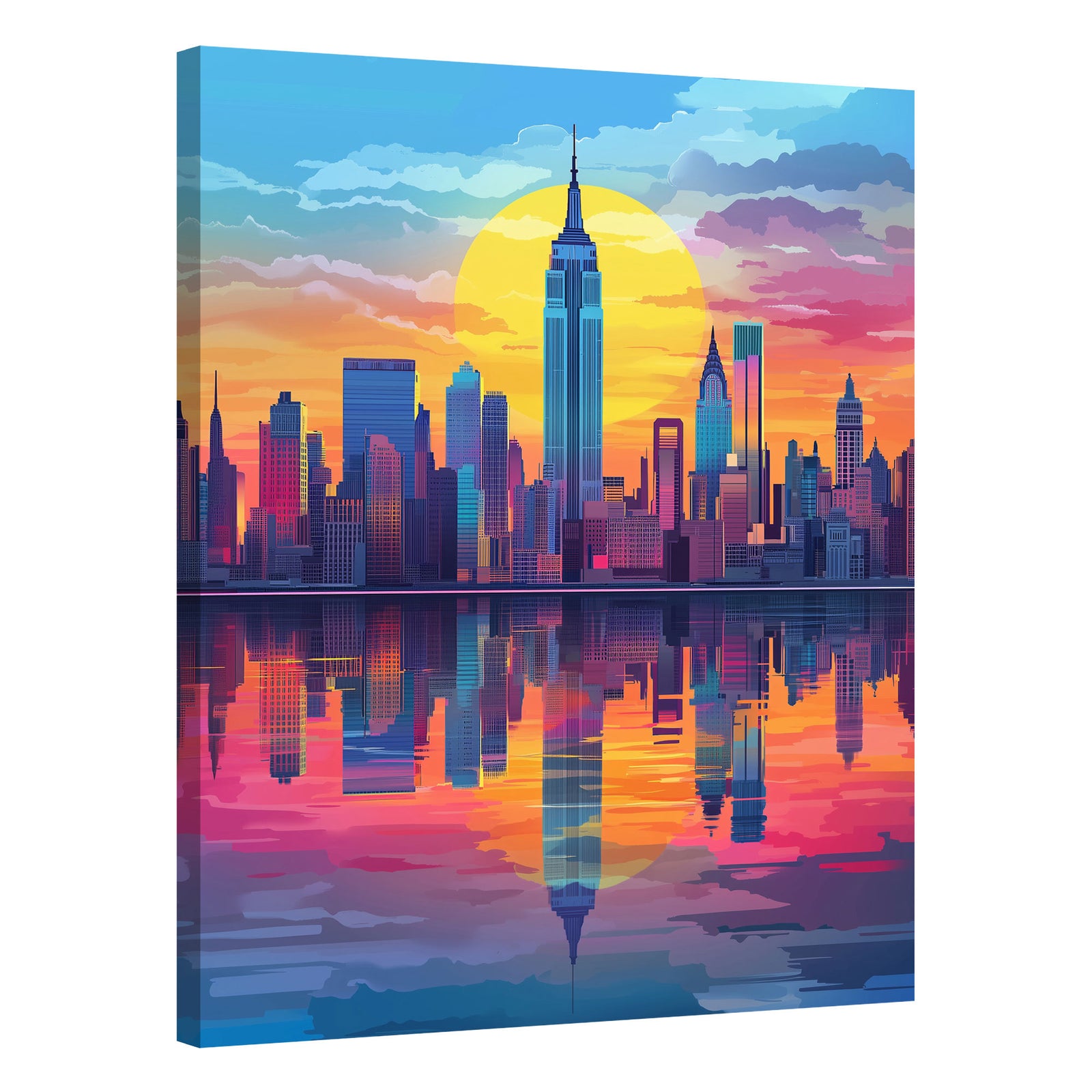New York Cityscape Reflection Vintage Artwork