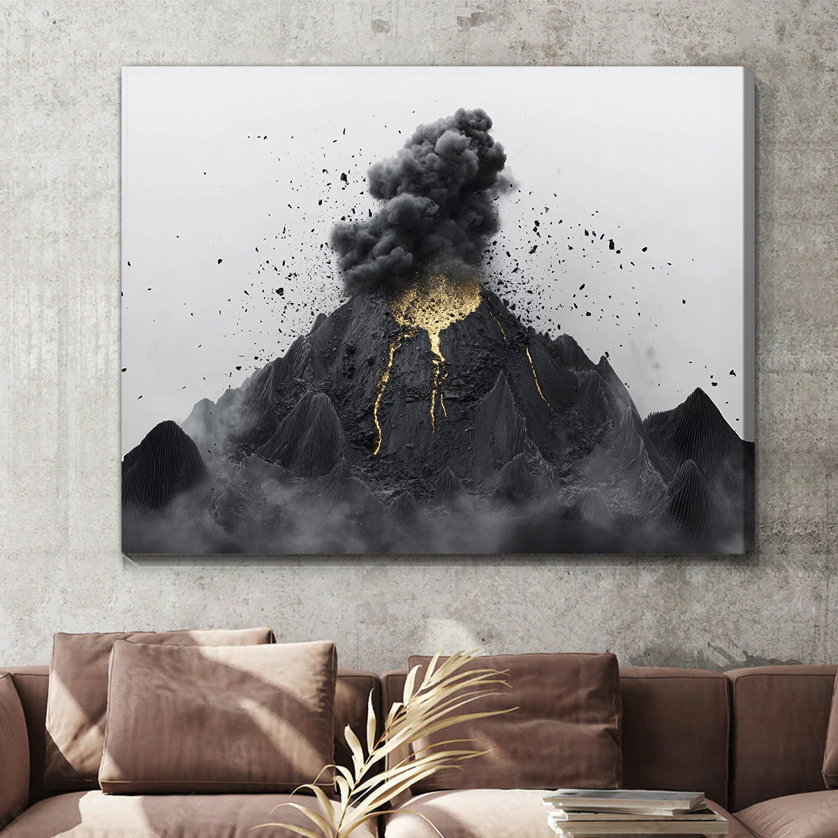 Explosive Volcano Minimalist Abstract Horizontal Wall Art