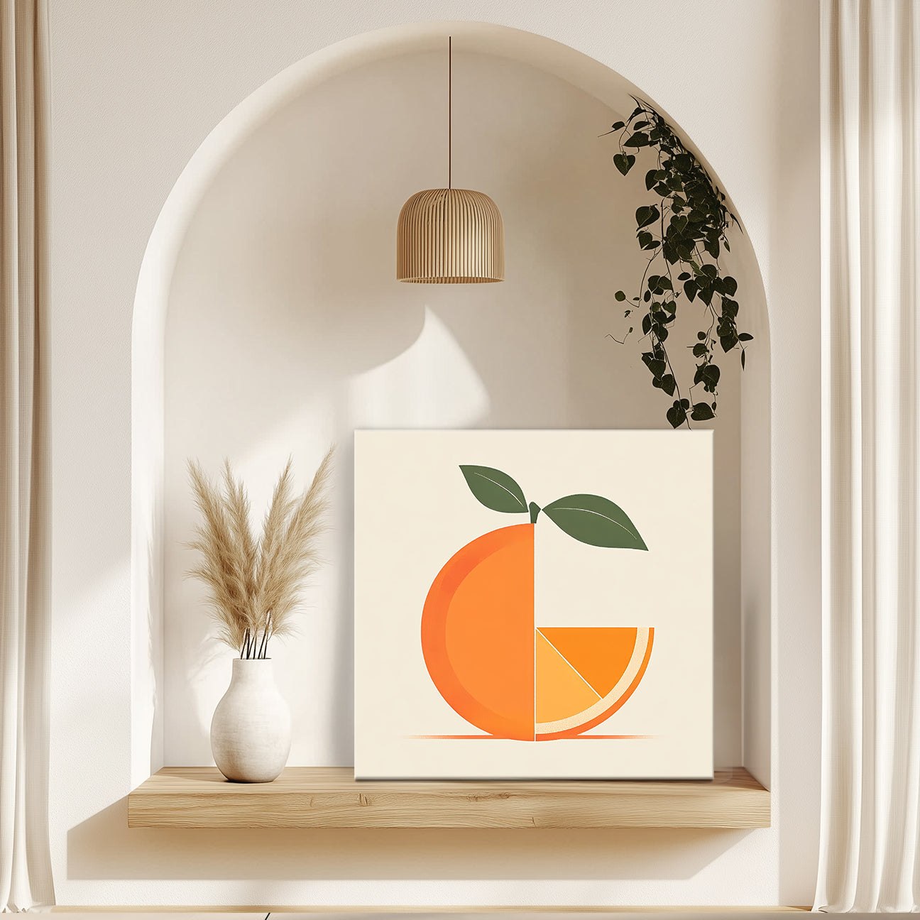 Modern Geometric Orange Slice Canvas Minimalist Wall Art For Your Kitchen
