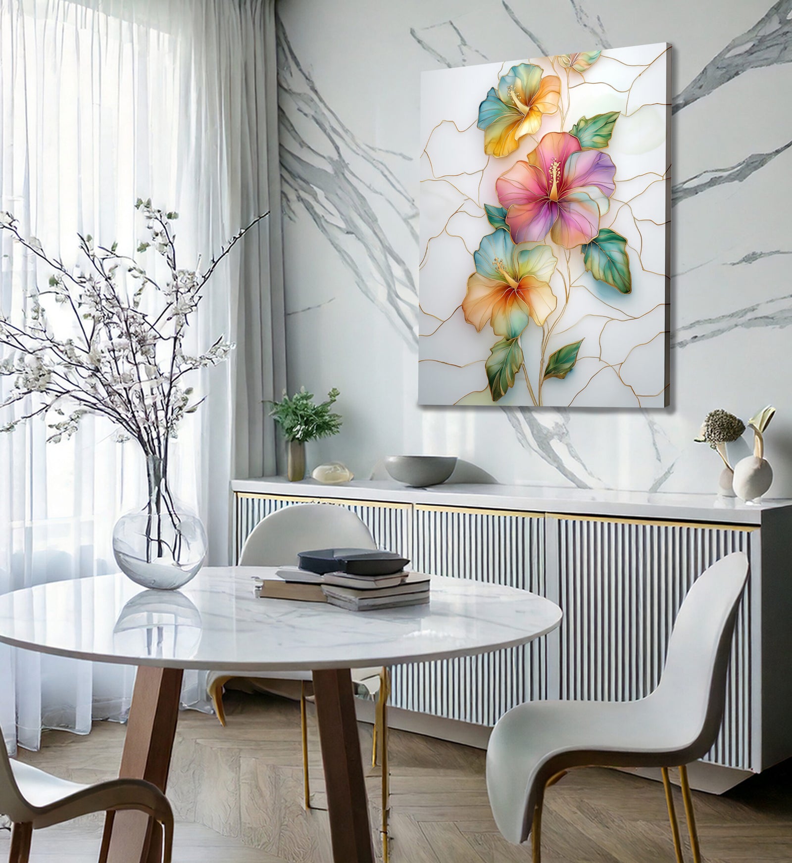 Minimalist Floral Abstract Canvas Wall Art Print
