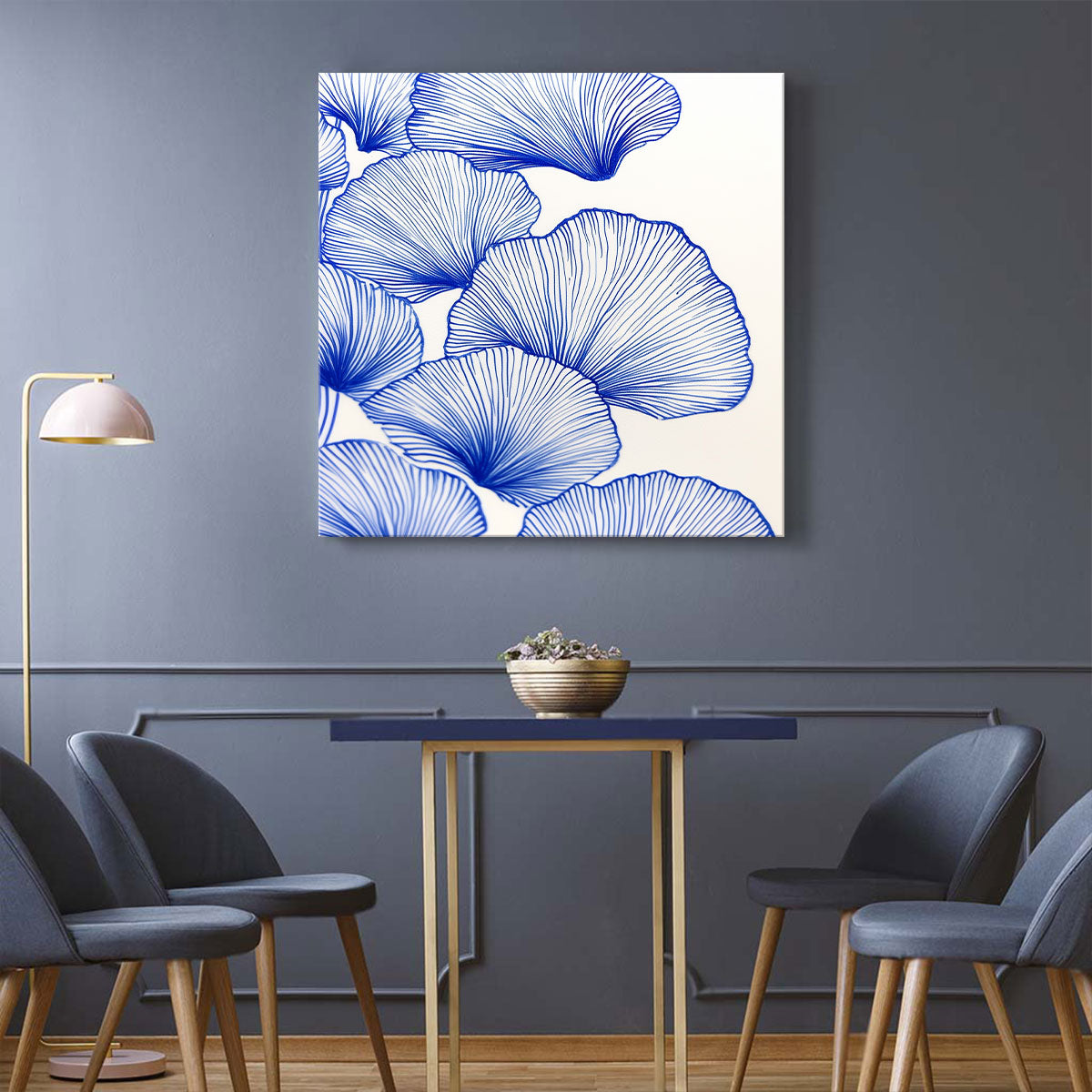 Blue Ginkgo Harmony Print Abstract Art