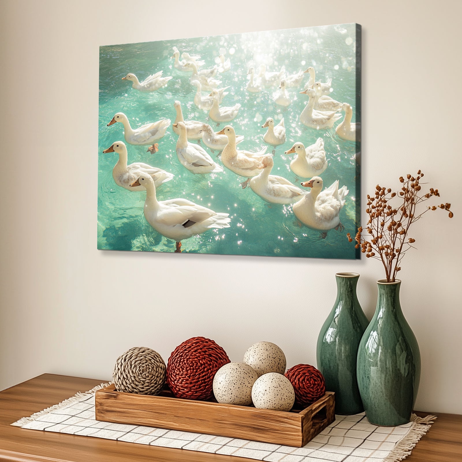 Ducks Swimming Modern Wall Artwork