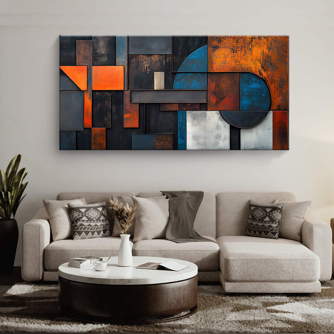 Vibrant Textured Abstract Canvas Wall Art for Living Room