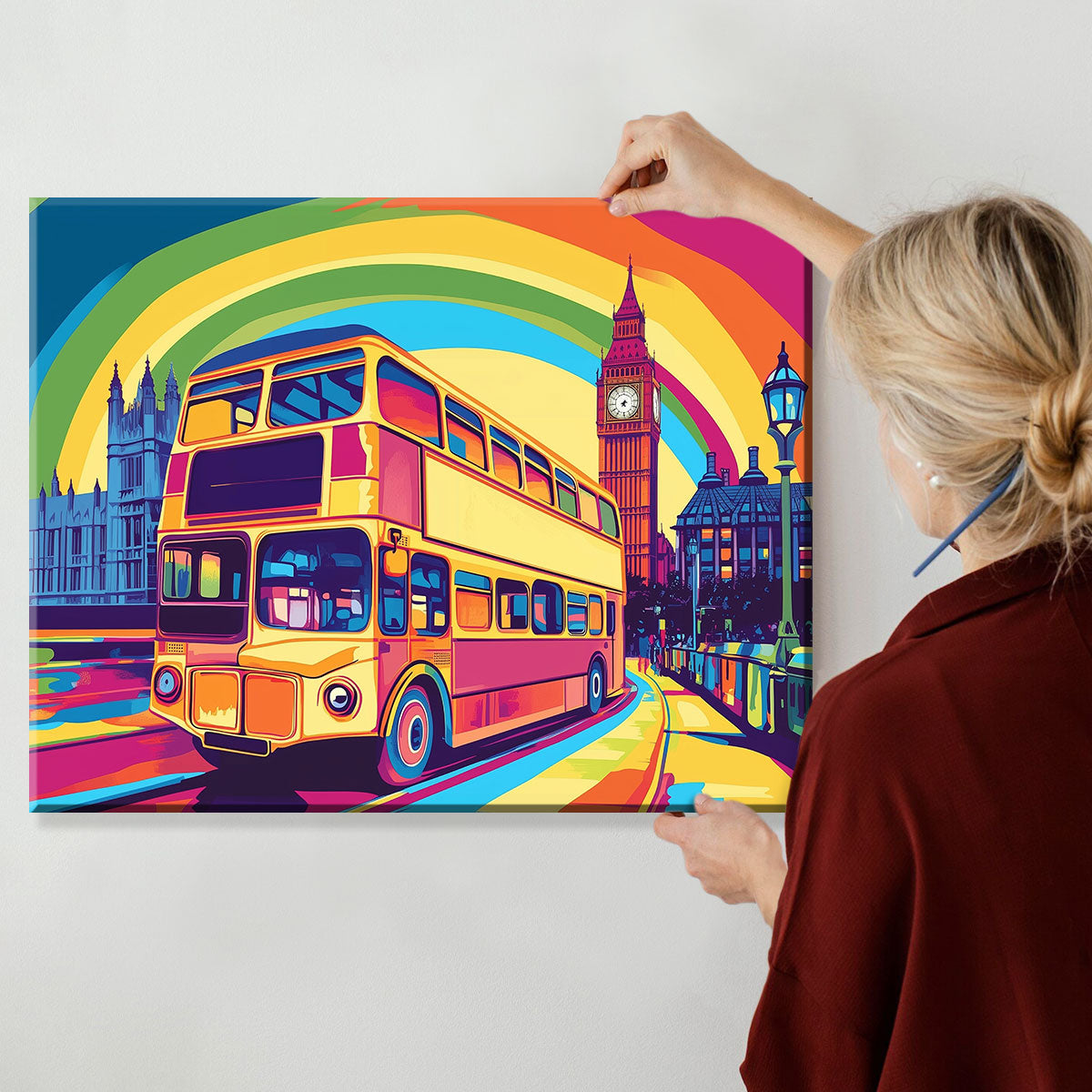 London Pop Art Icons In Color Canvas Print