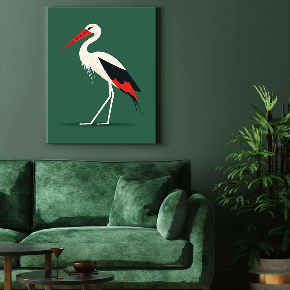Minimalist Standing Stork Abstract Wall Art