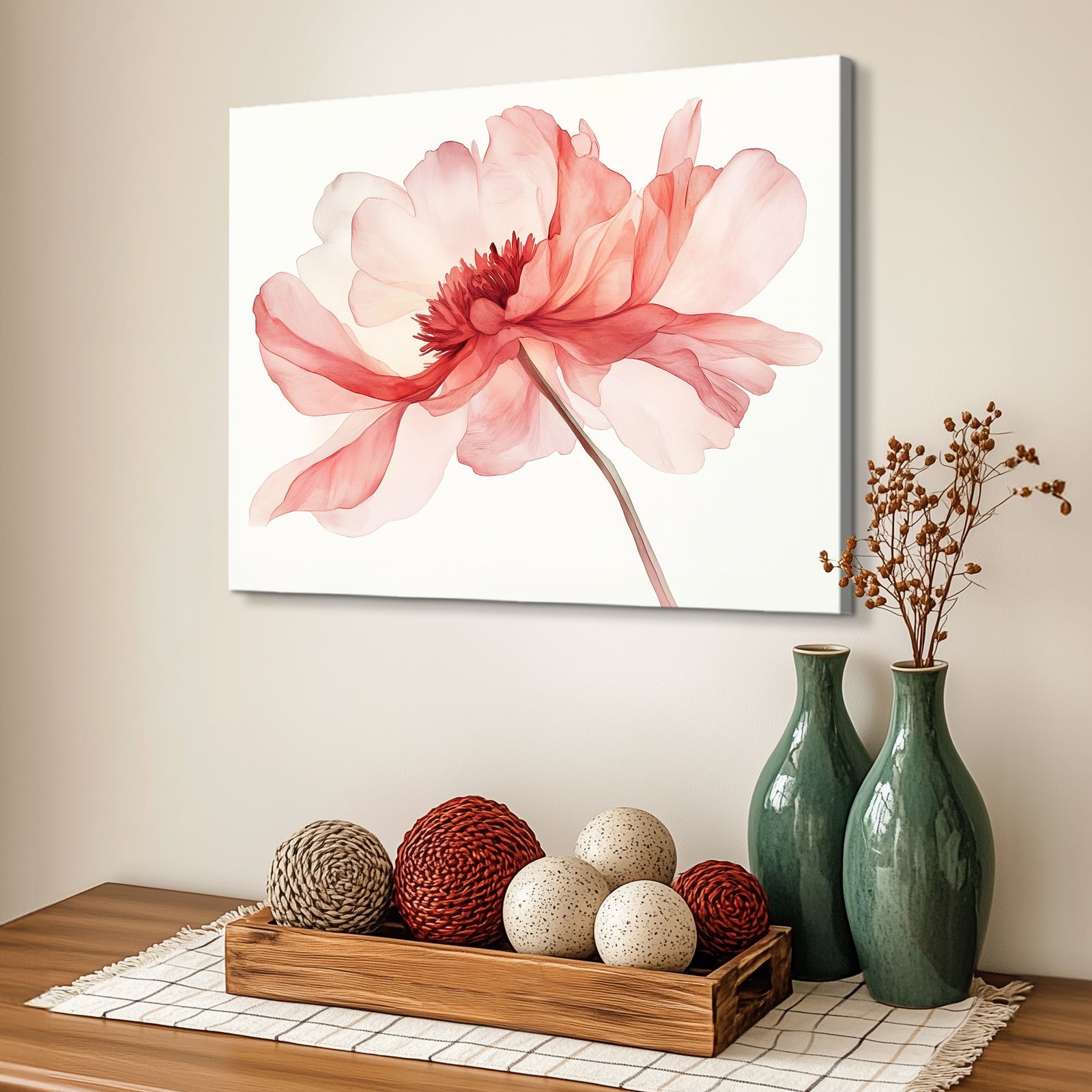 Beautiful Watercolor Peony Abstract Wall Art