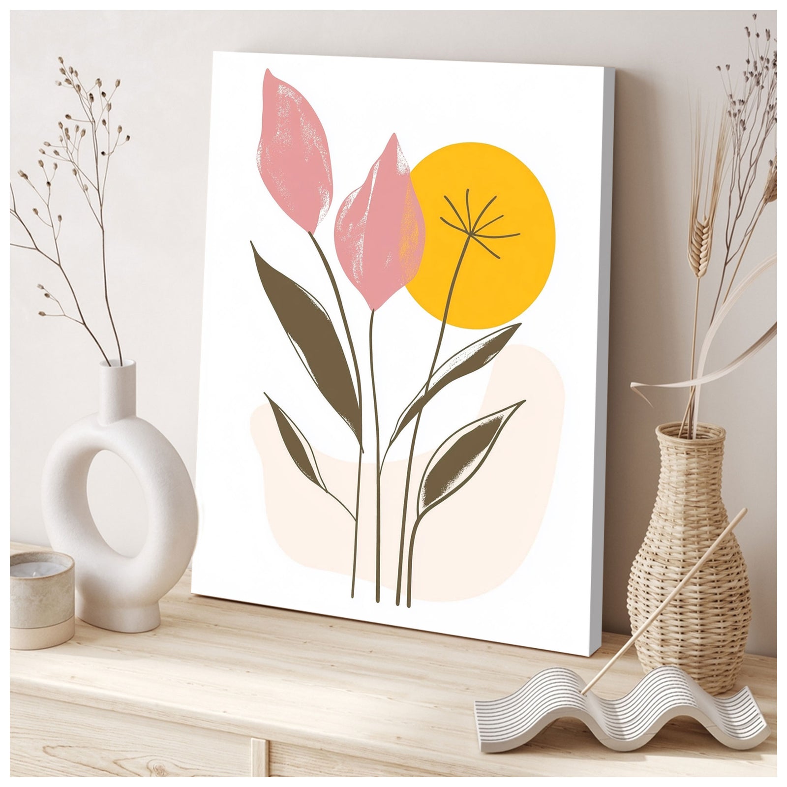 Modern Botanical Sunshine Abstract Wall Art