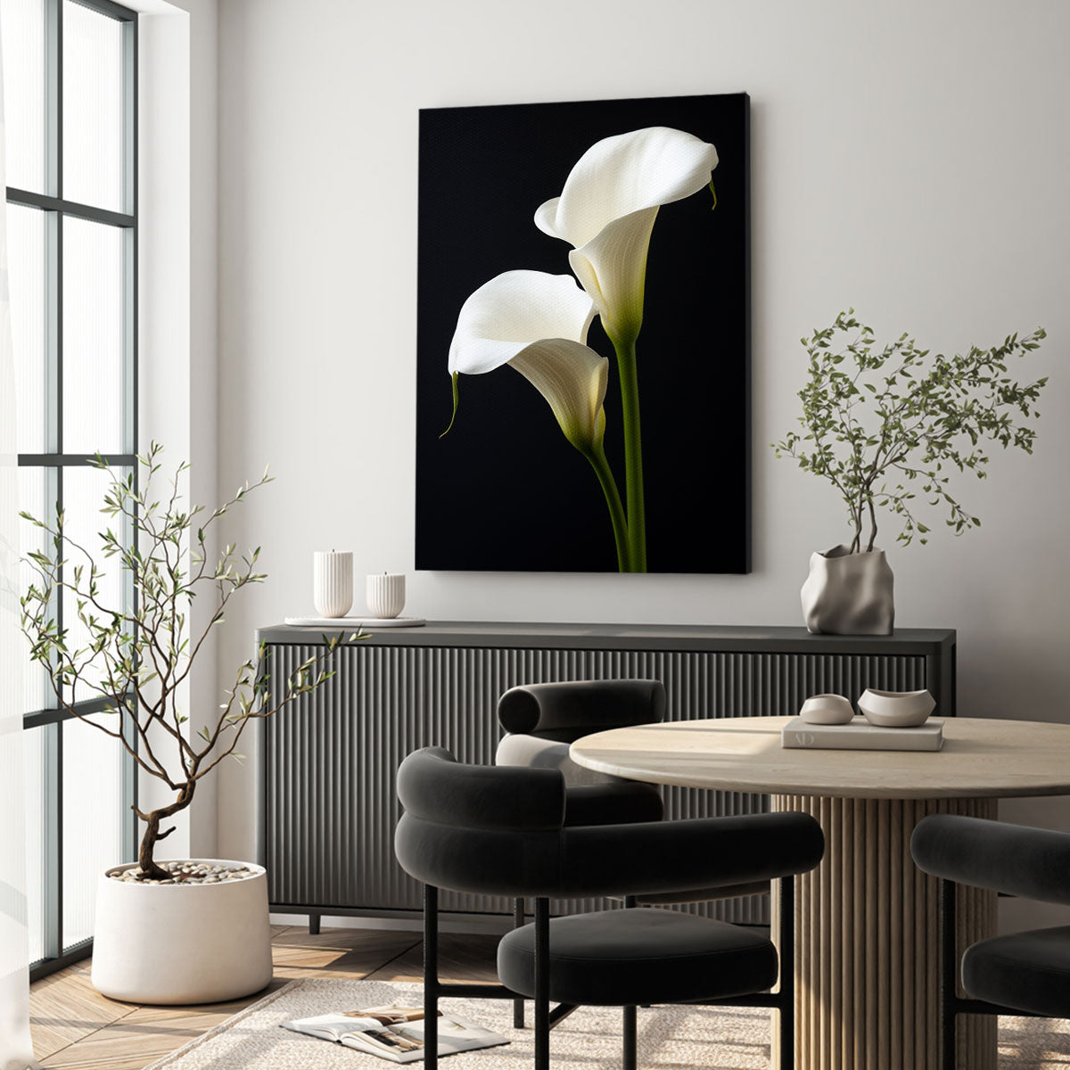 Ivory Calla Lily Pair Flower Art