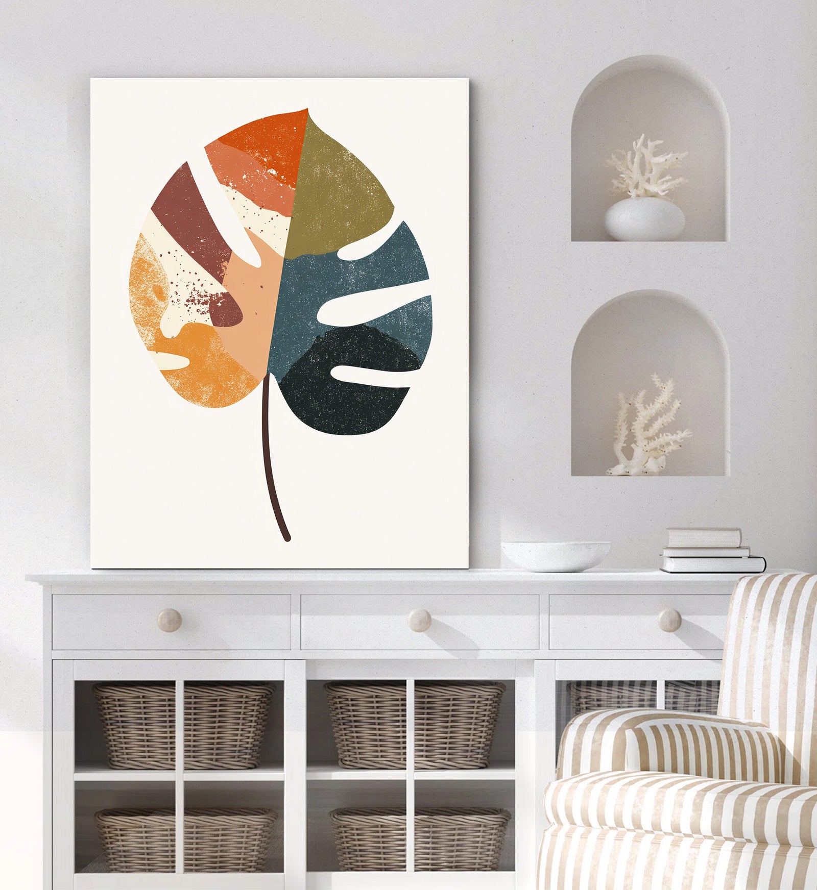 Monstera Leaf Abstract Wall Art