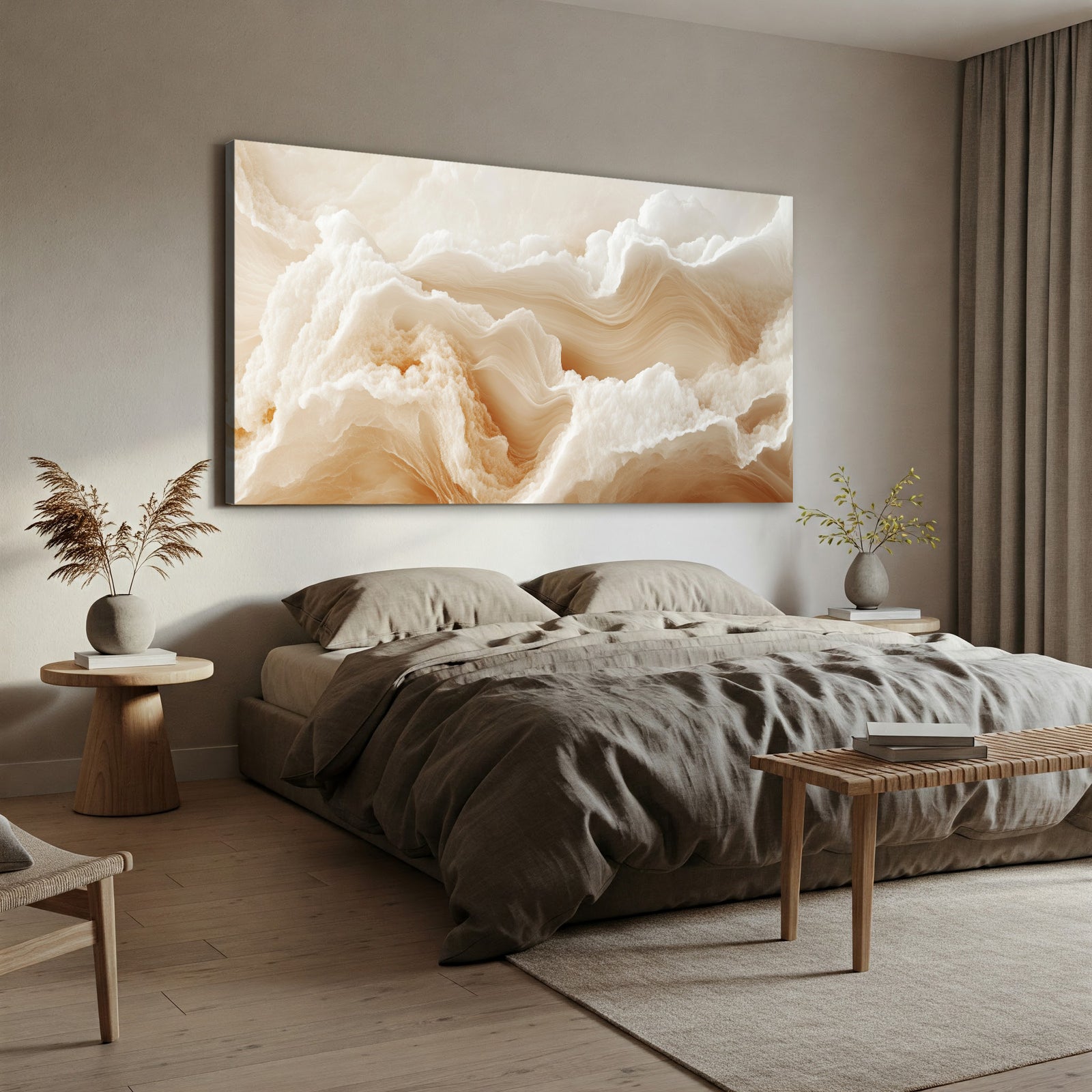 Abstract Waves Boho Wall Art - Sand Cloud Canvas Print
