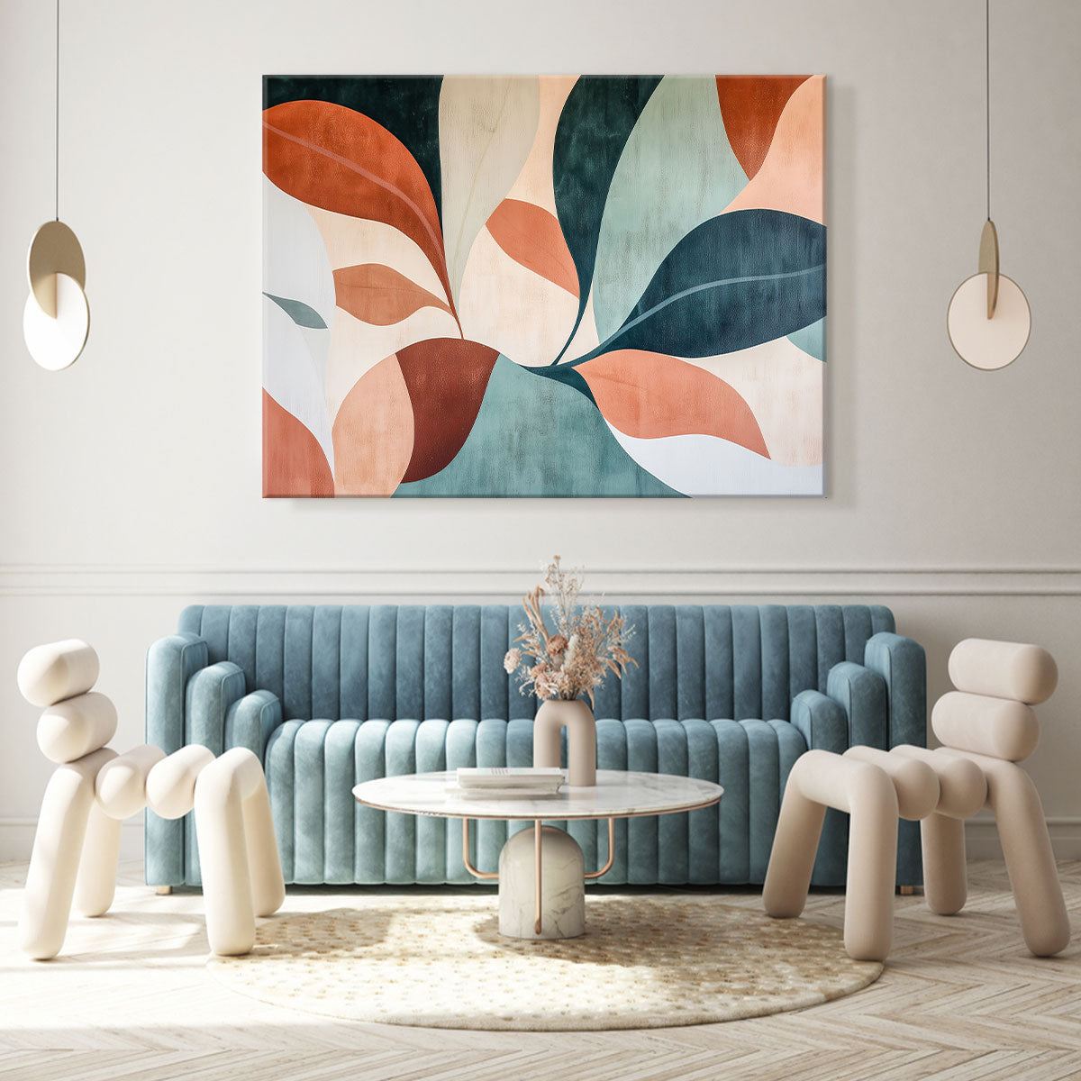 Abstract Terracotta Botanical Shapes Boho Canvas Wall Art