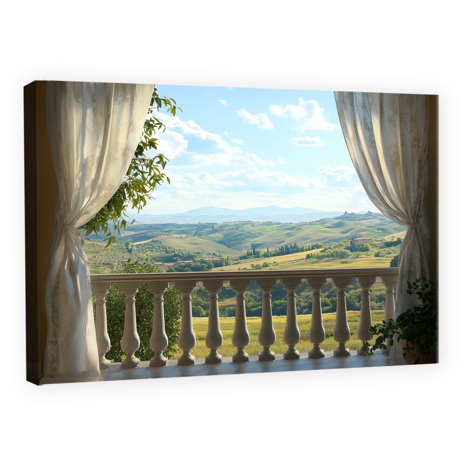 Balcony View Over Tuscan Hills - Oil Painting Canvas Art