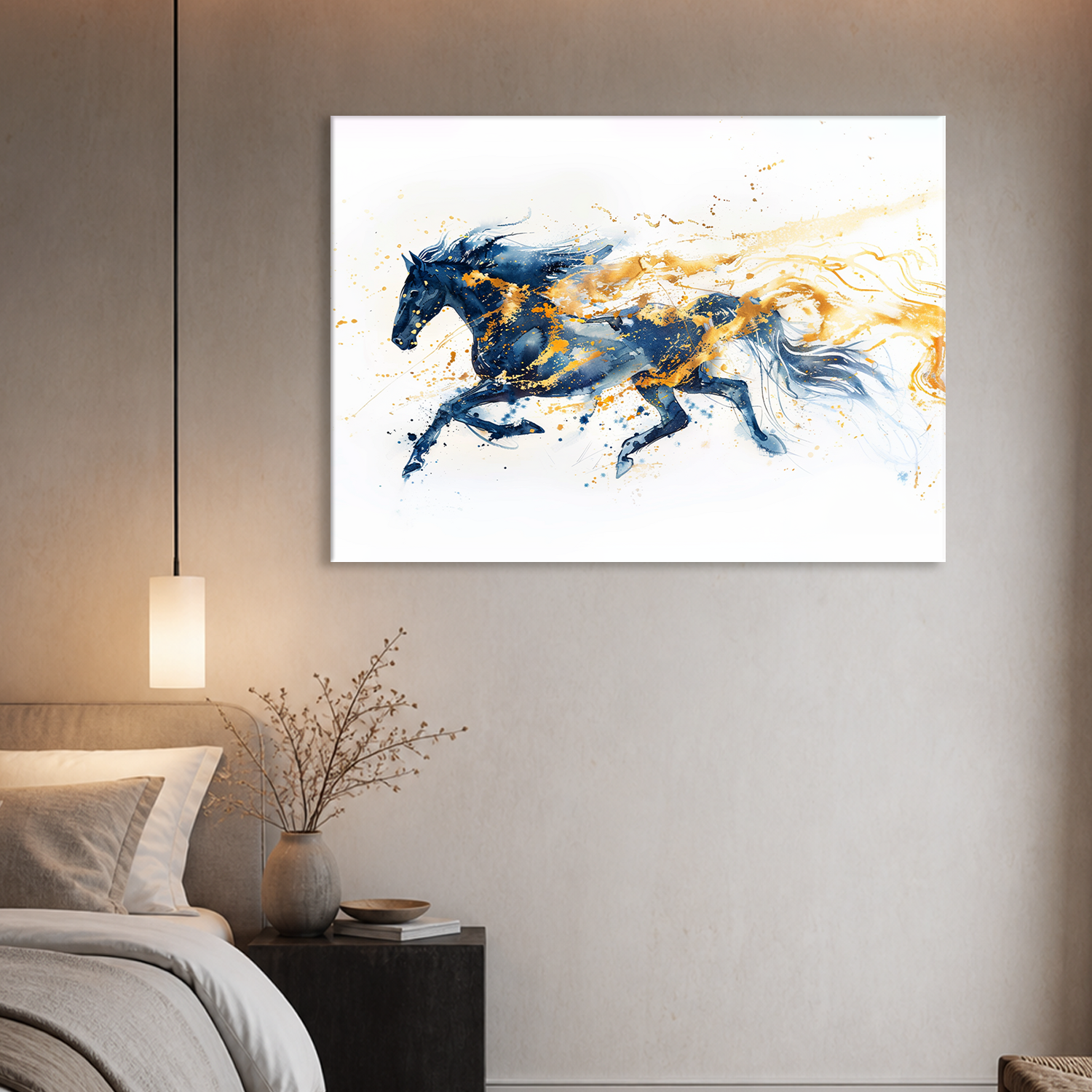 Abstract Running Horse Canvas Wall Art Modern Equestrian Decor Gift For Horse Lovers