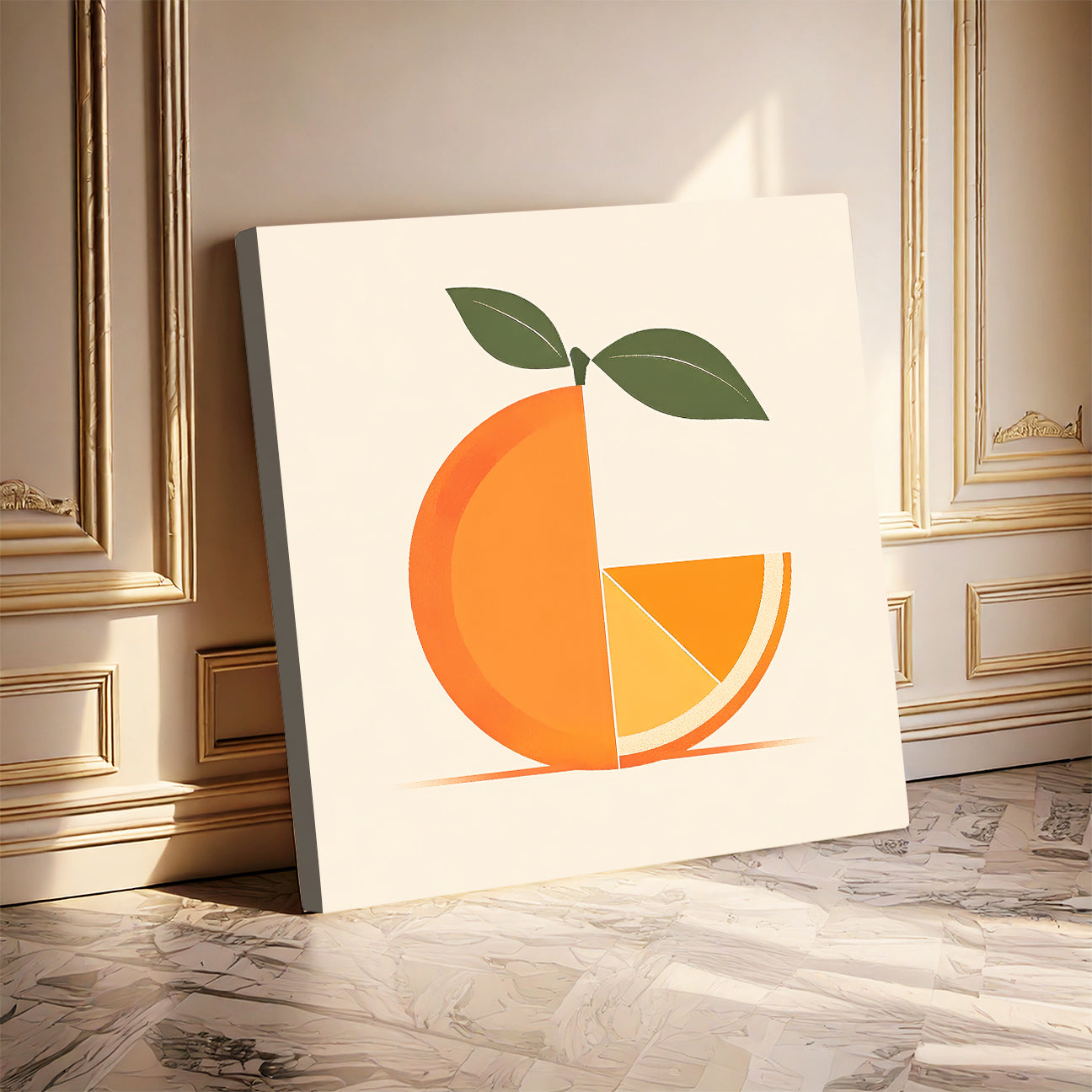 Modern Geometric Orange Slice Canvas Minimalist Wall Art For Your Kitchen