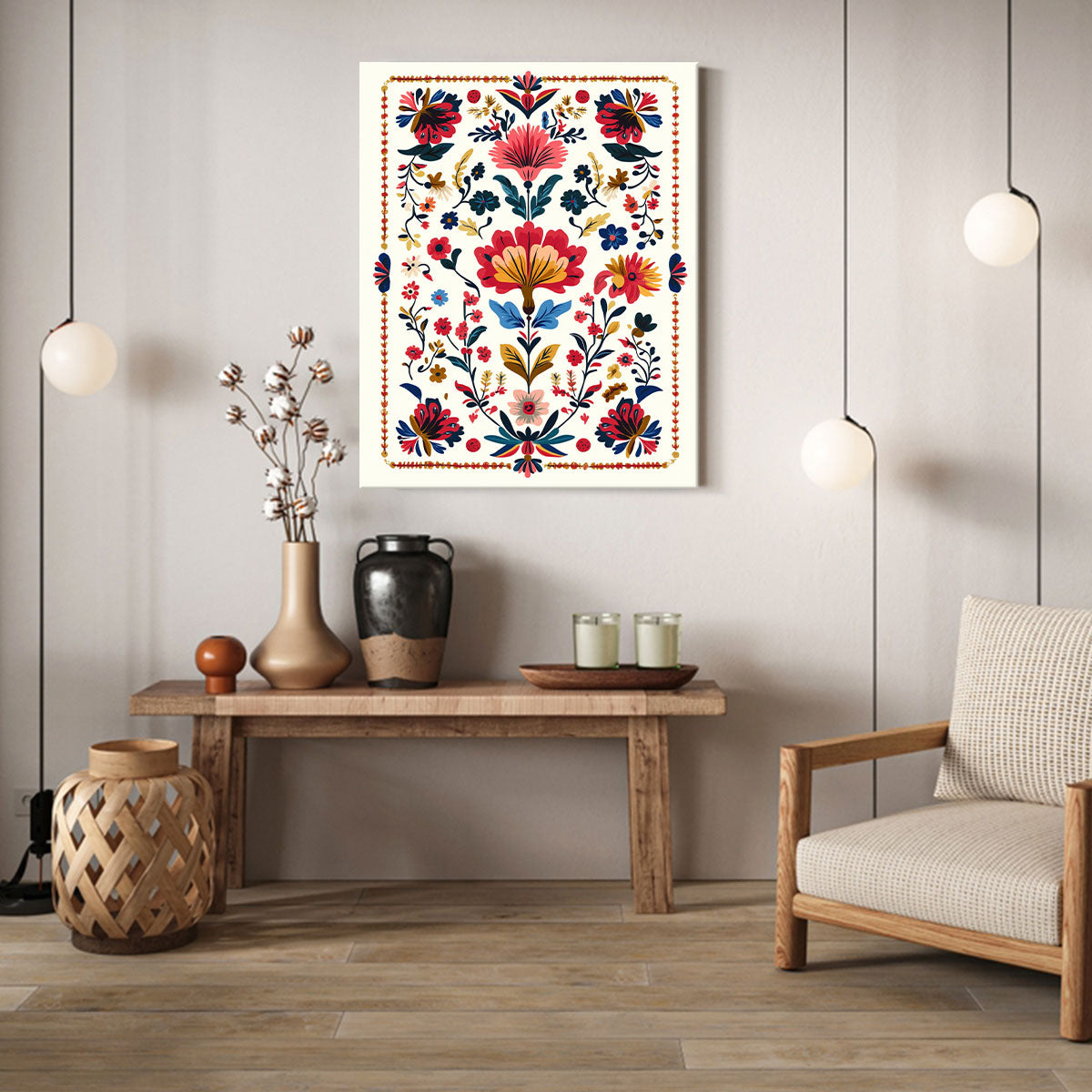 Vibrant Floral Pattern Boho Wall Decor