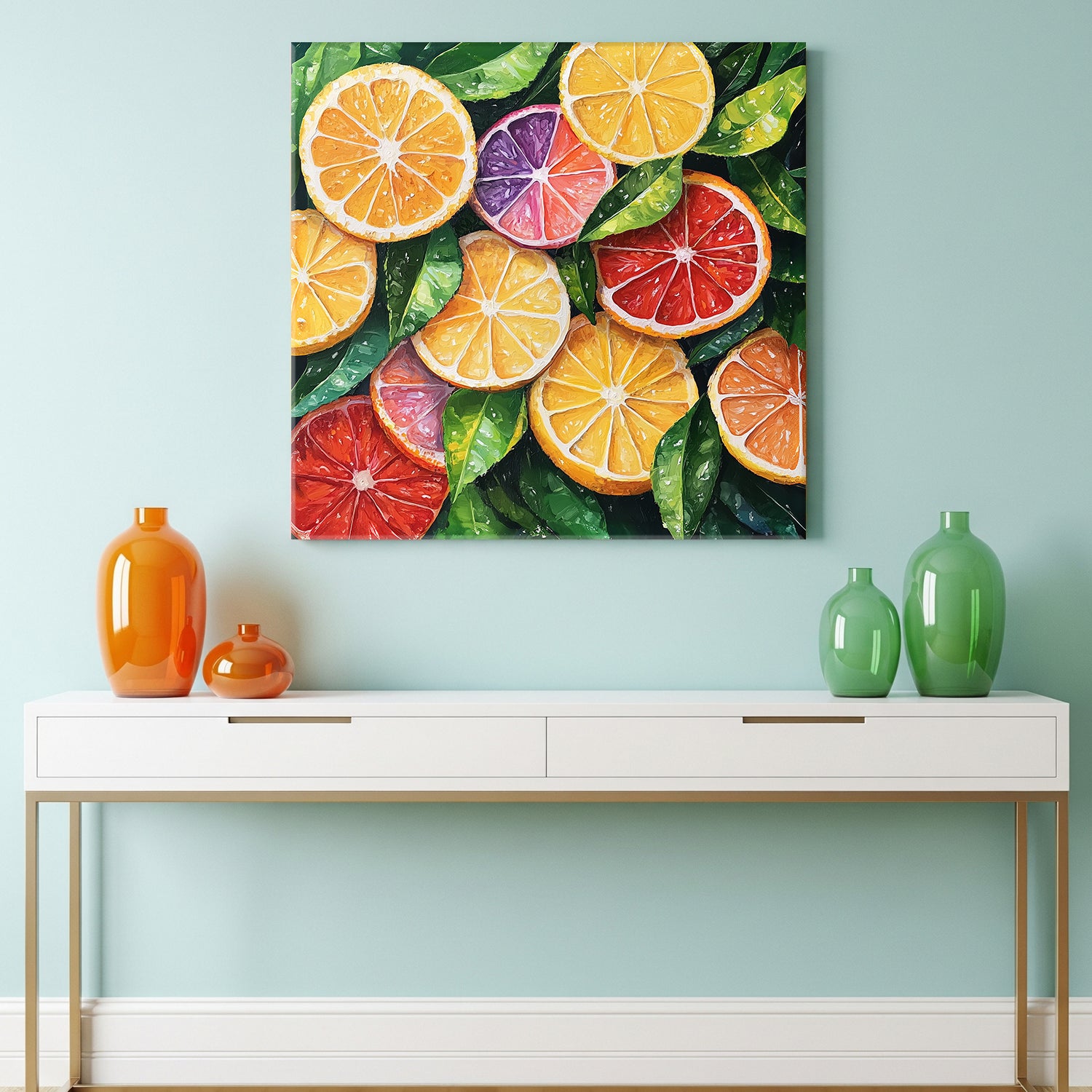 Watercolor Citrus Slices Canvas Print with Fresh Summer Feel