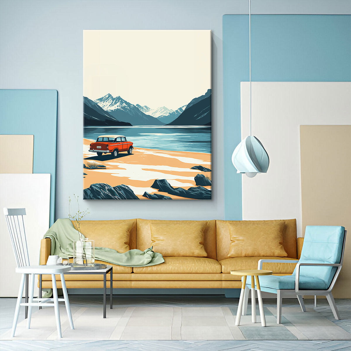Classic Road Trip Escape Canvas Vintage Artwork