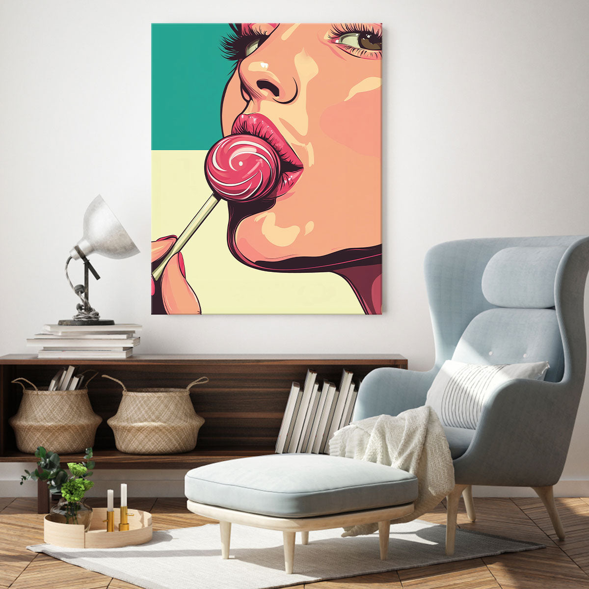 Pop Art Lollipop Girl Canvas Vintage Artwork
