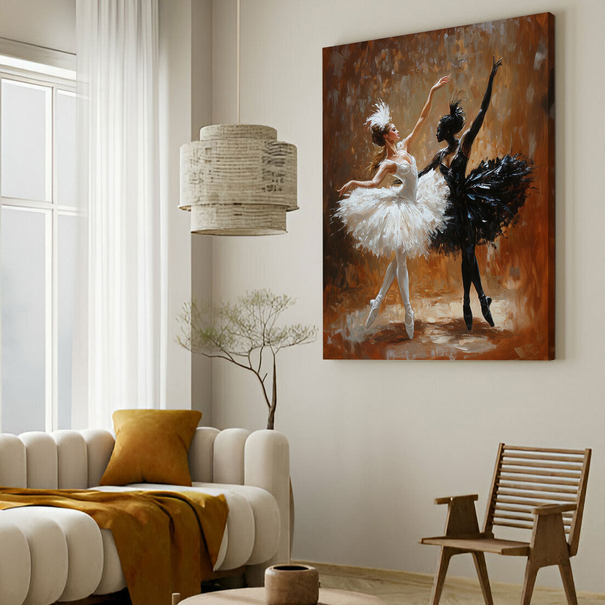 Swan Lake Ballet Dancers Oil Painting Canvas Wall Art