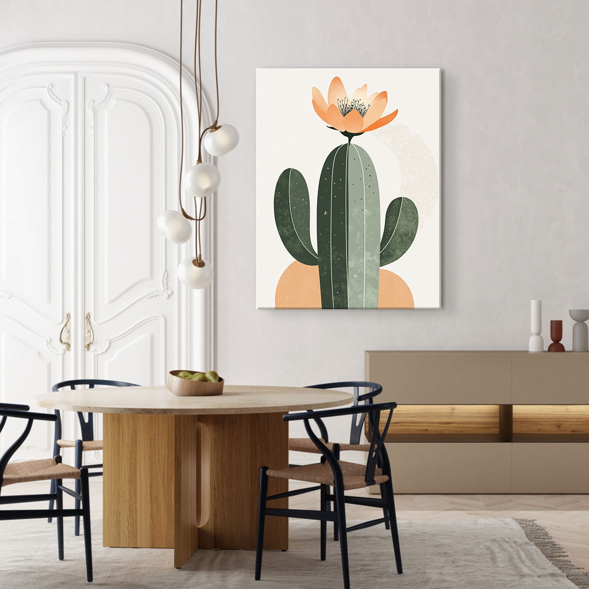 Minimalist Cactus Canvas Wall Art