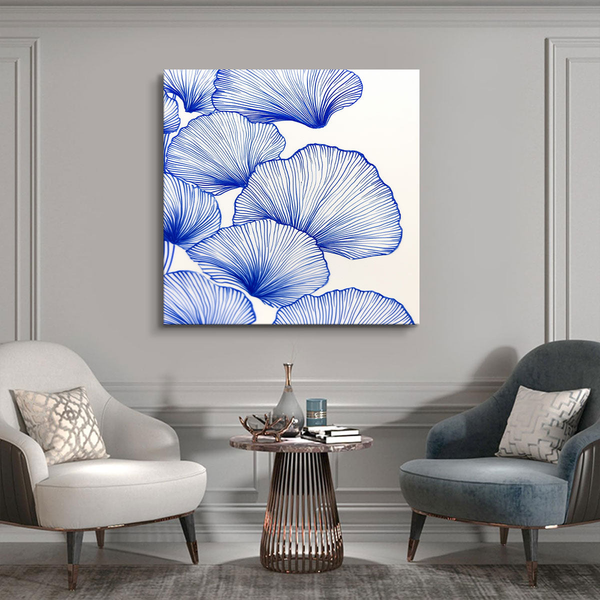 Blue Ginkgo Harmony Print Abstract Art