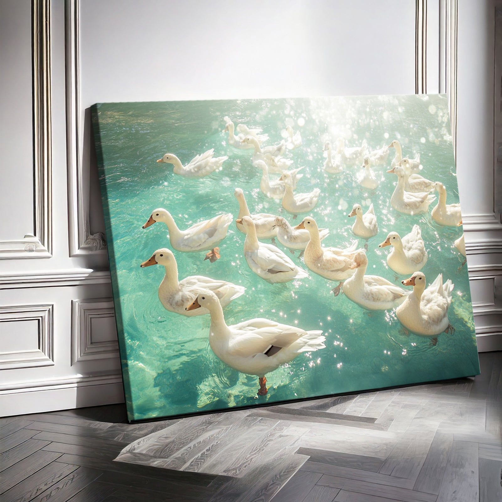 Ducks Swimming Modern Wall Artwork