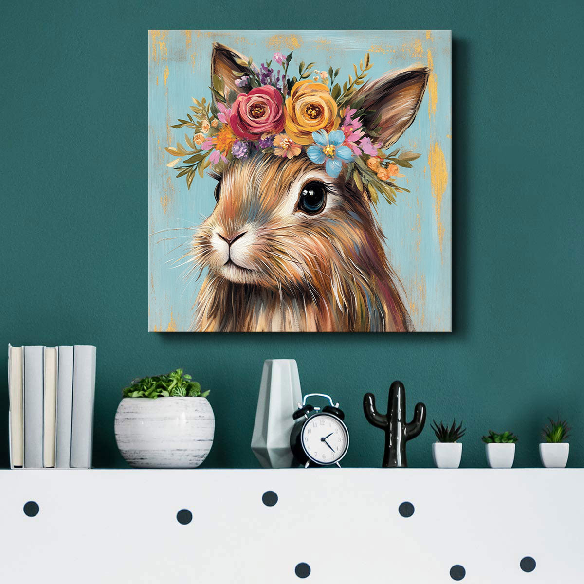 Cute Rabbit Animal Oil Painting Canvas Wall Art