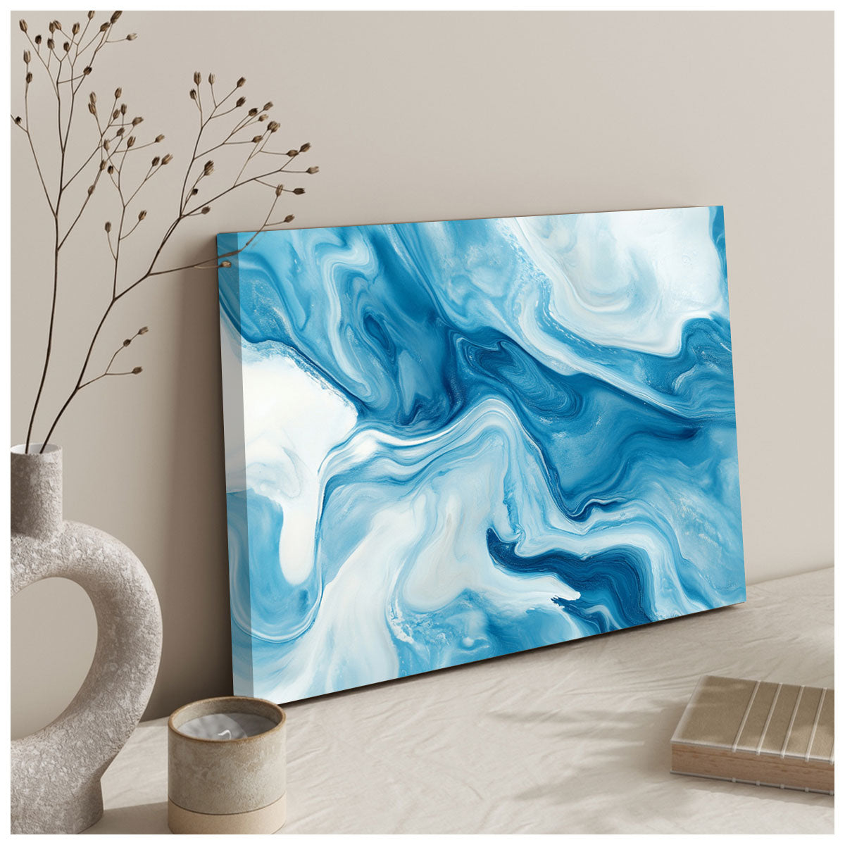 Delicate Blue And White Marble Abstract Wall Art
