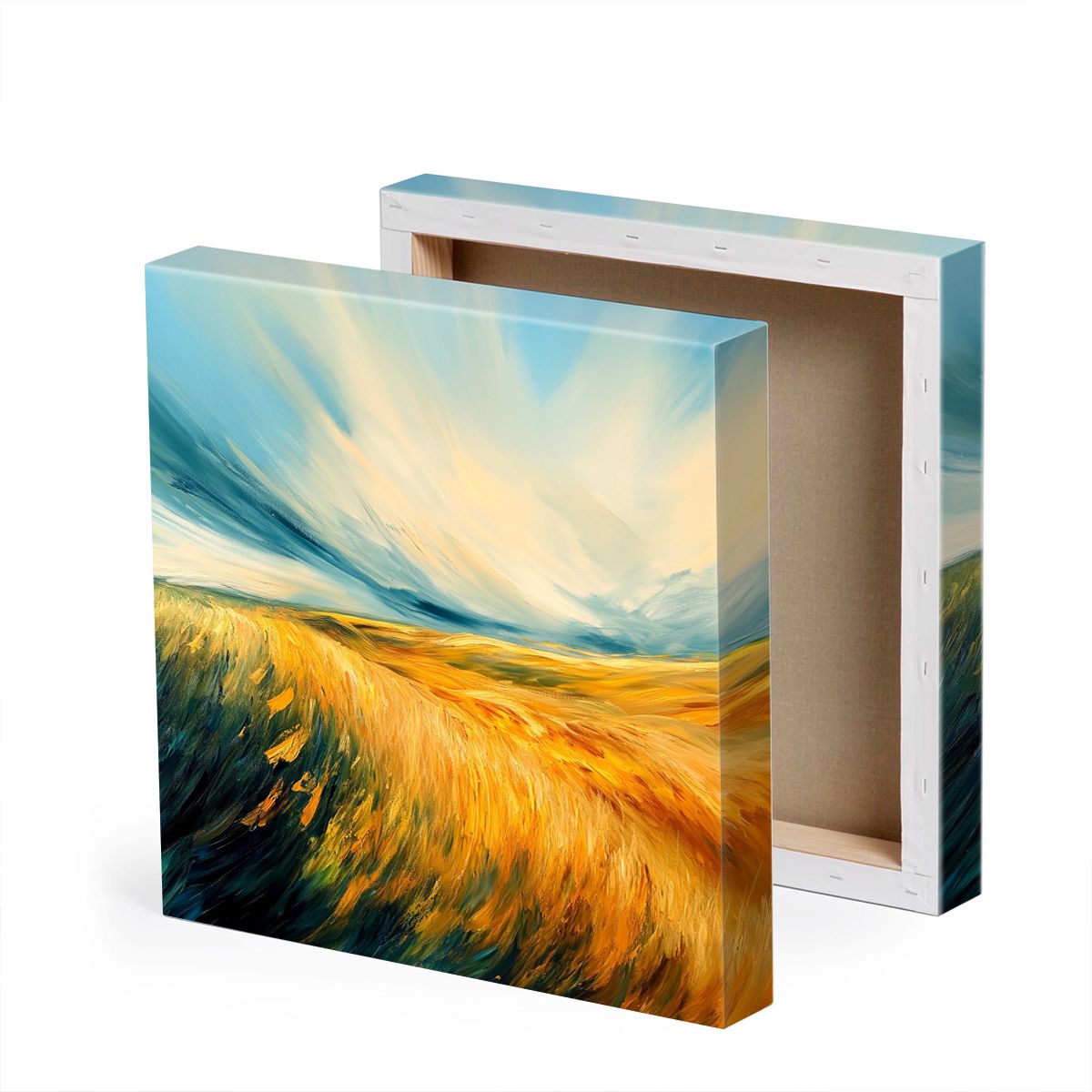 Golden Fields Landscape Abstract Canvas Wall Art for Living Room