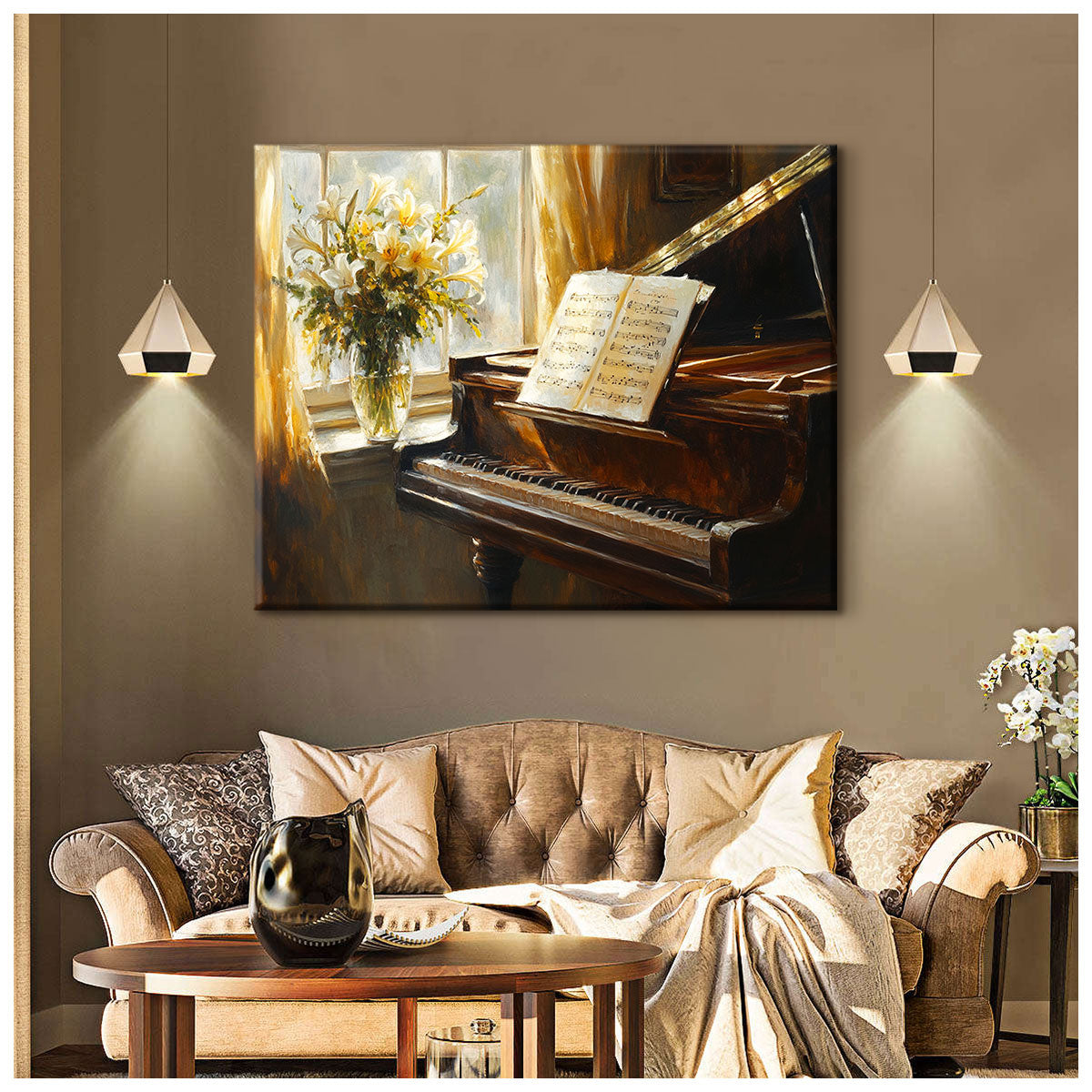 Classic Piano Oil Painting - Musical Canvas Wall Art