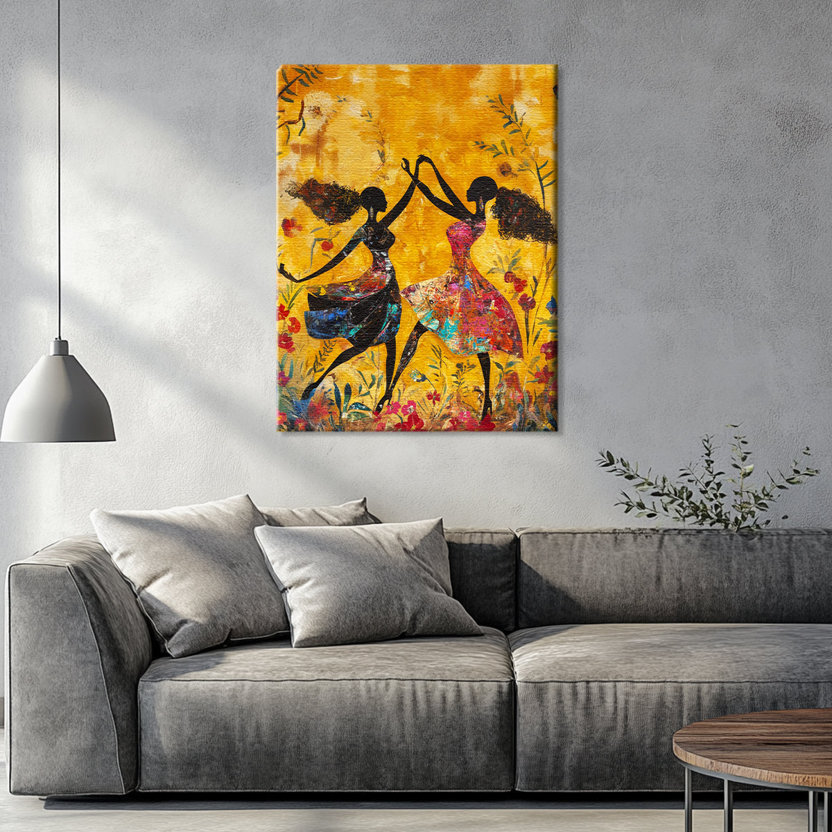 Joyful Dance Vibrant Abstract Canvas Wall Art for Living Room
