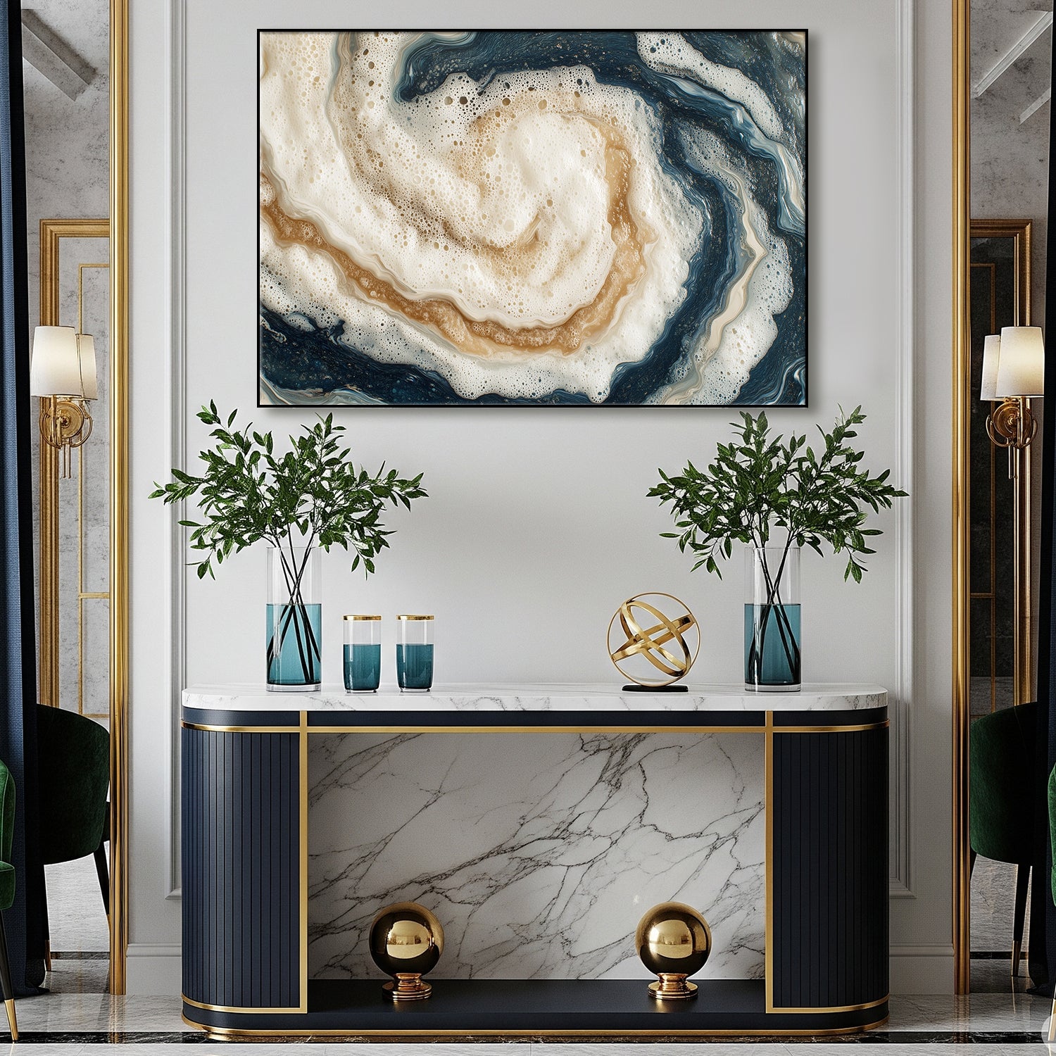 Abstract Seafoam Swirl Acrylic Canvas Wall Art Print