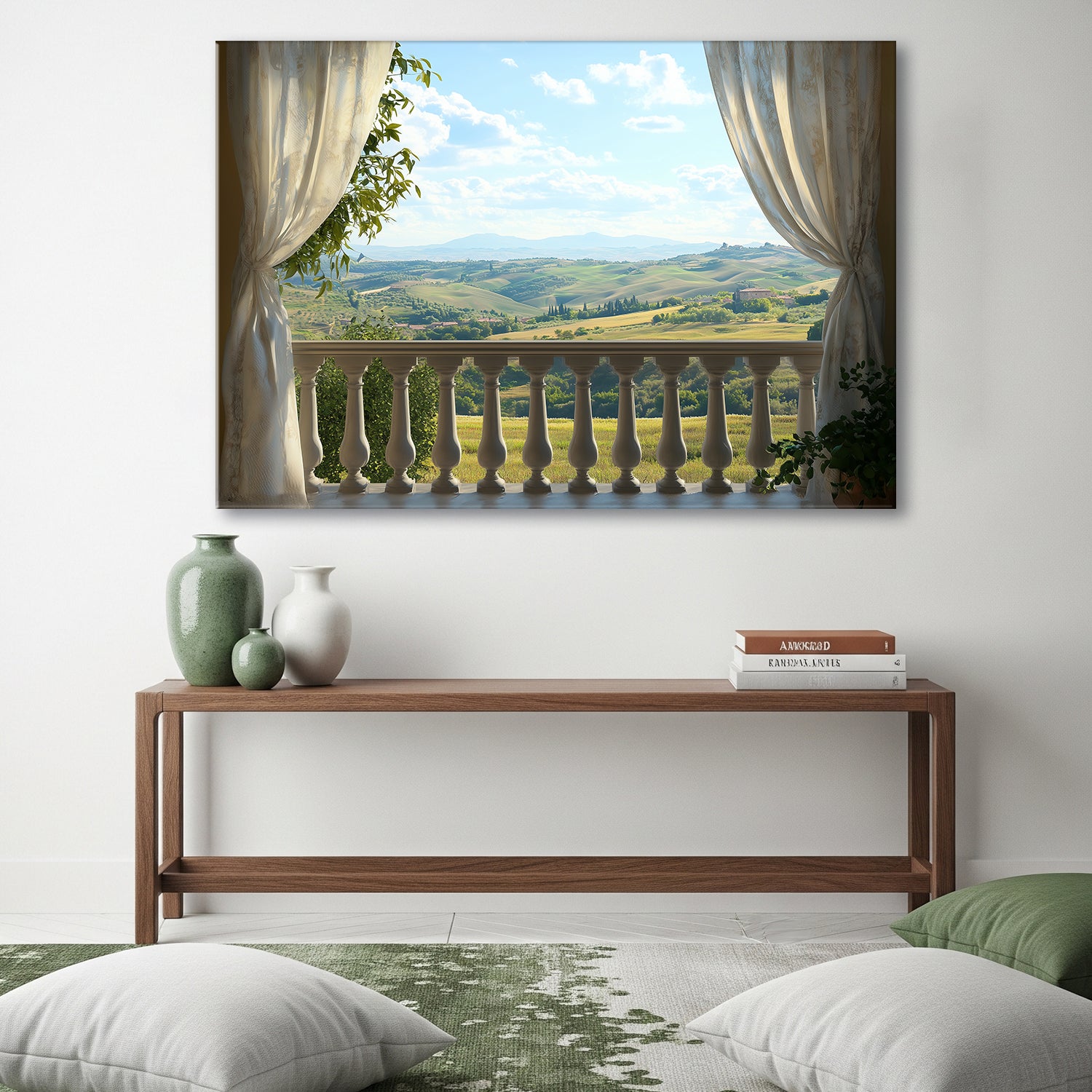 Balcony View Over Tuscan Hills - Oil Painting Canvas Art