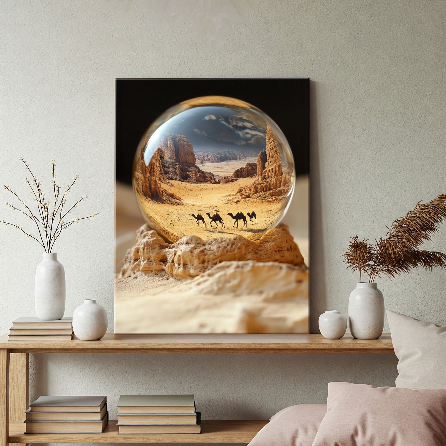 Desert In Glass Orb Surreal Canvas Wall Art Print