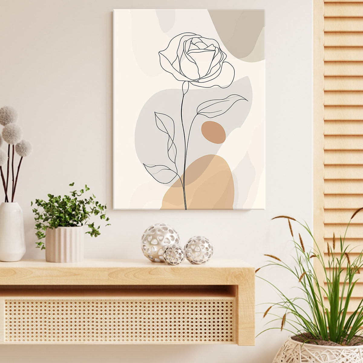 Rose Line Minimalist Canvas Wall Art