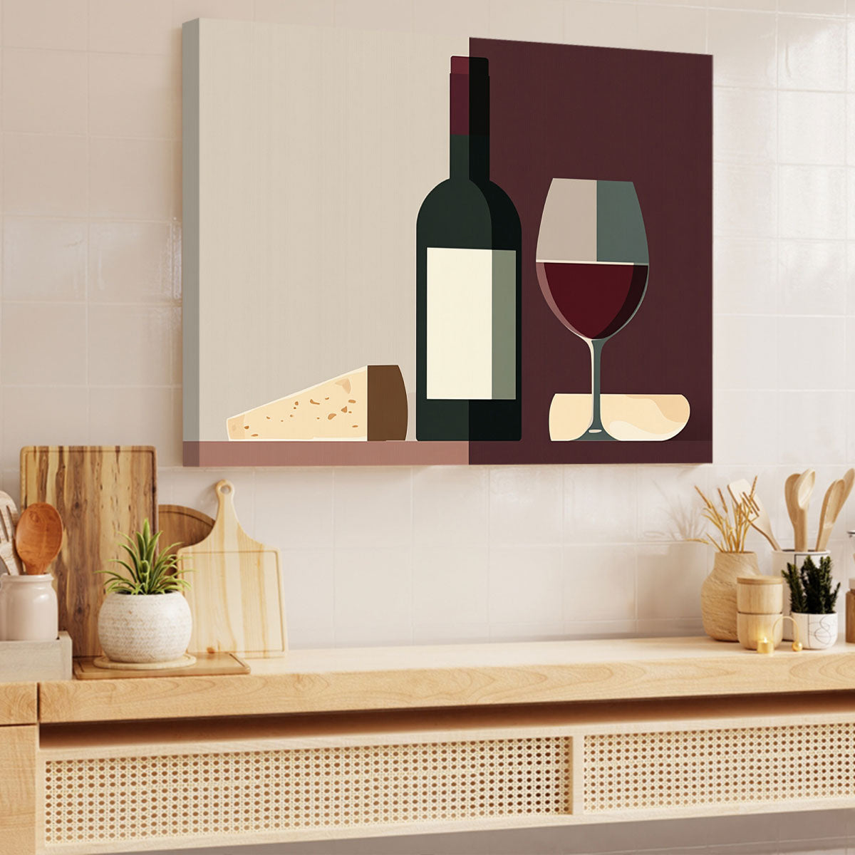 Minimalist Wine Bottle Canvas Wall Art