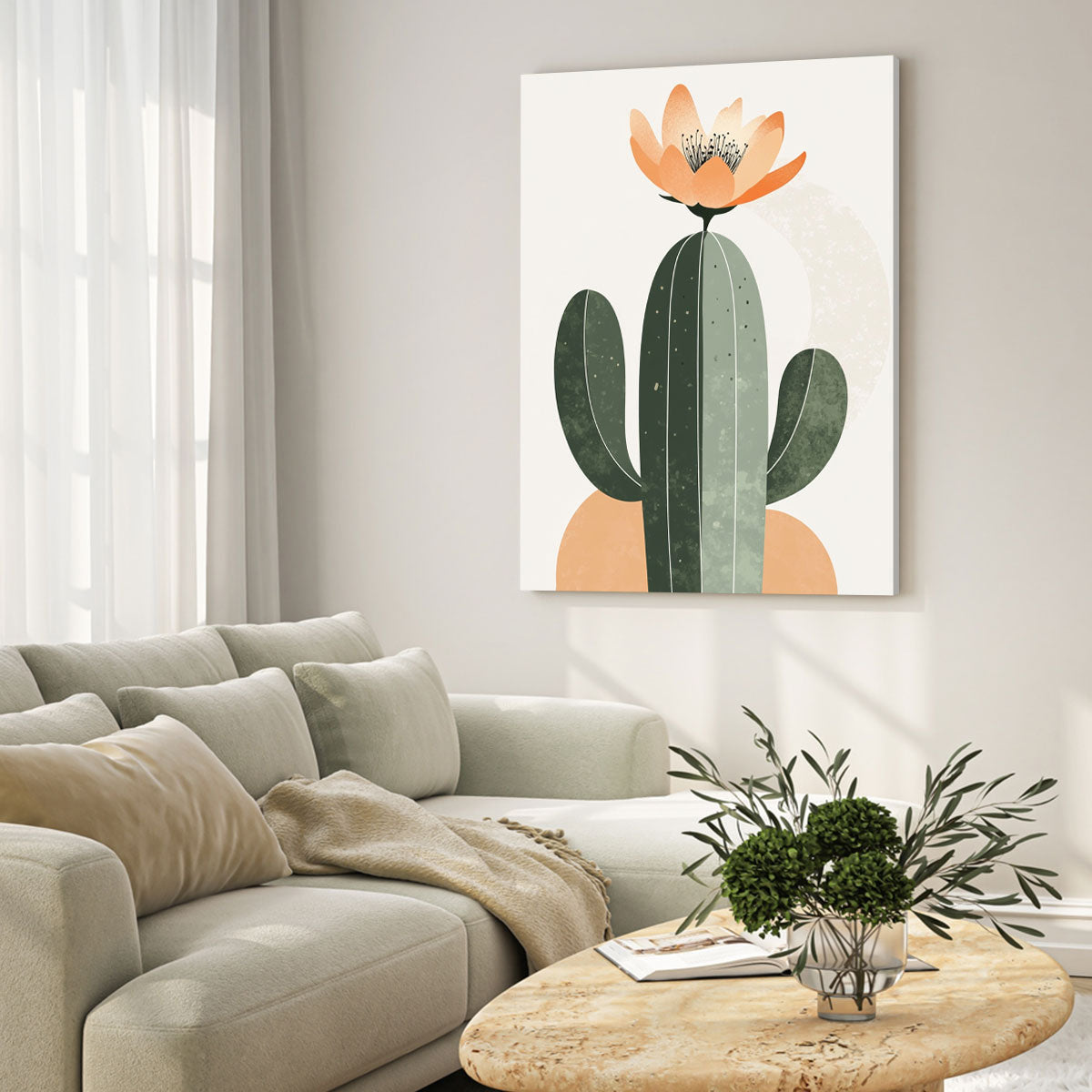 Minimalist Cactus Canvas Wall Art