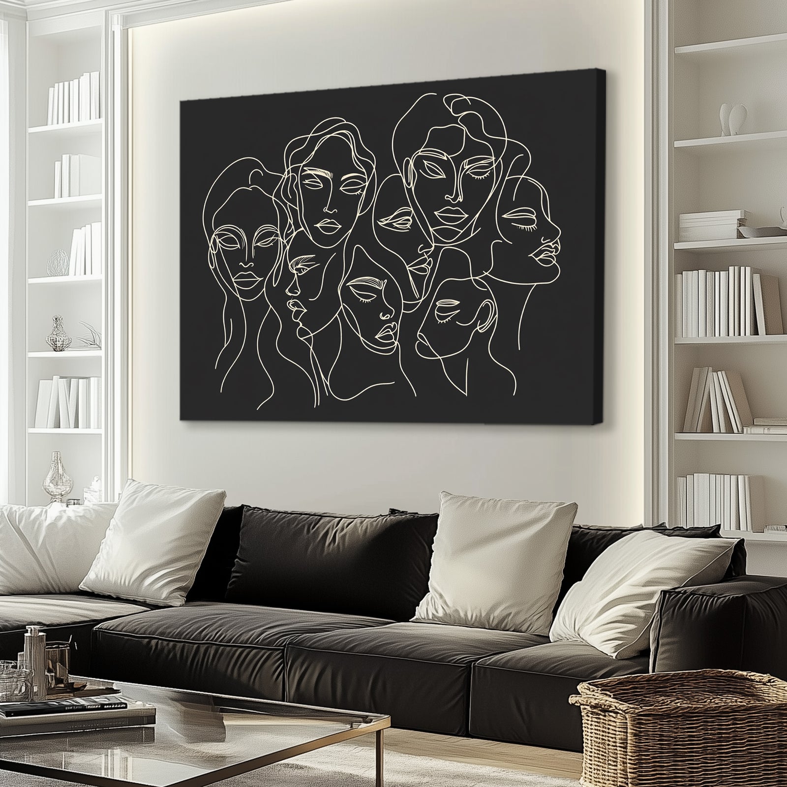 Faces Of Femininity Black Minimalist Abstract Artwork