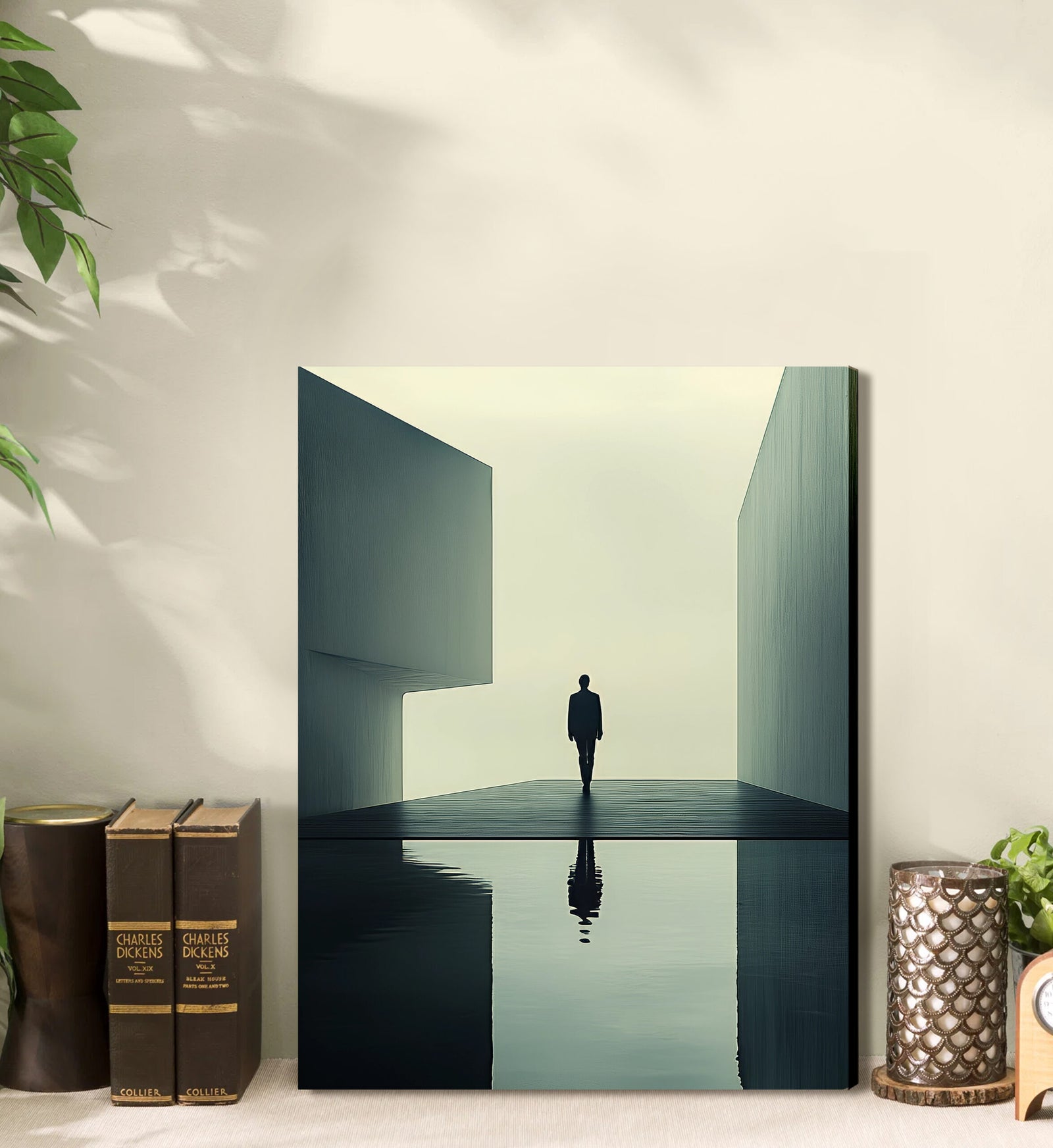 Minimalist Surreal Figure Between Walls – Abstract Canvas Wall Art