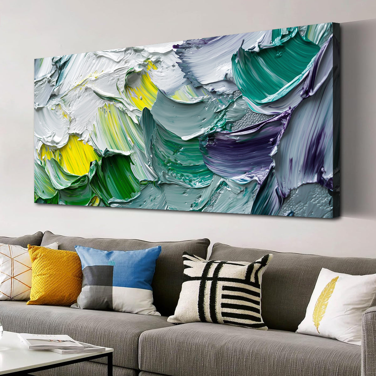 Vibrant Textured Abstract Canvas Wall Art for Living Room