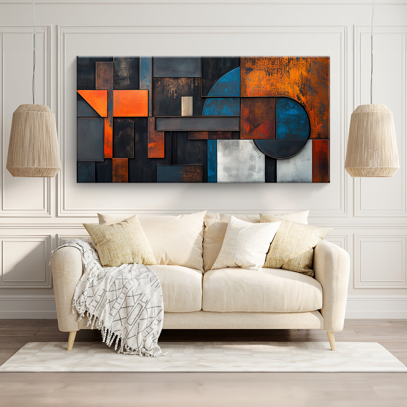 Vibrant Textured Abstract Canvas Wall Art for Living Room