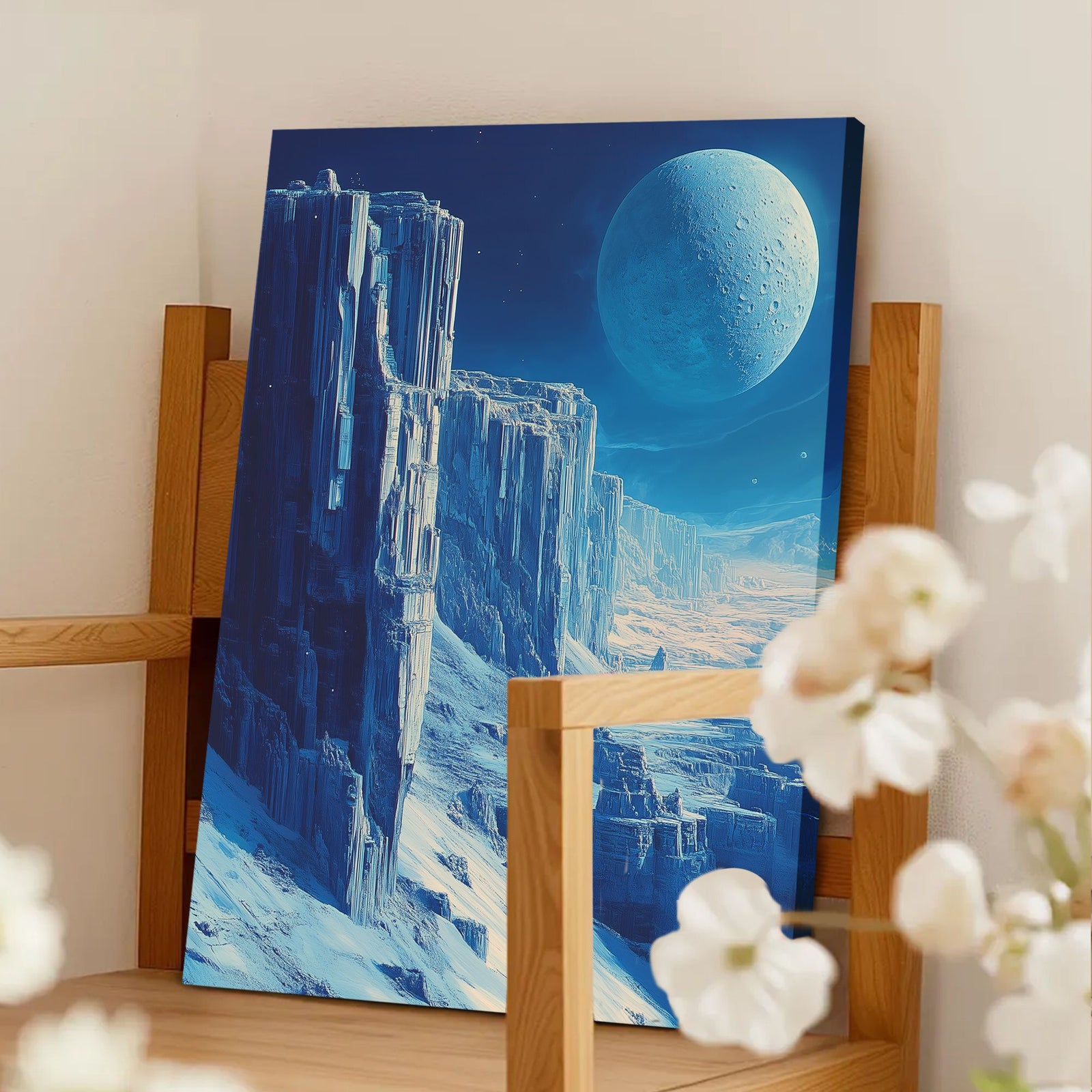 Lunar Horizon Landscape Abstract Canvas Wall Art for Living Room