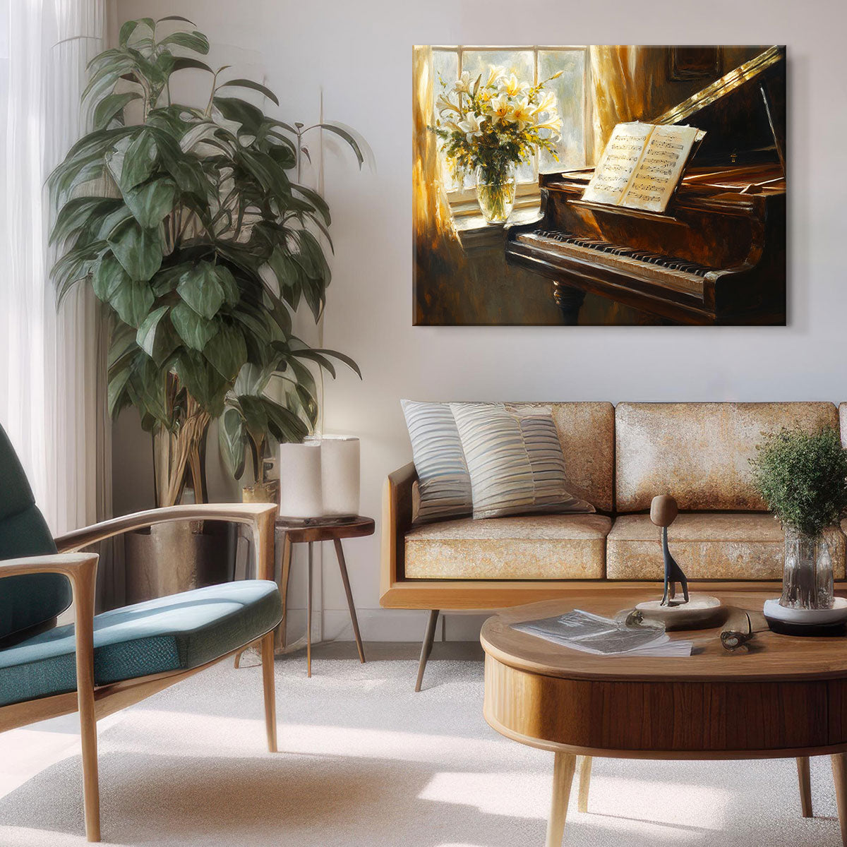 Classic Piano Oil Painting - Musical Canvas Wall Art