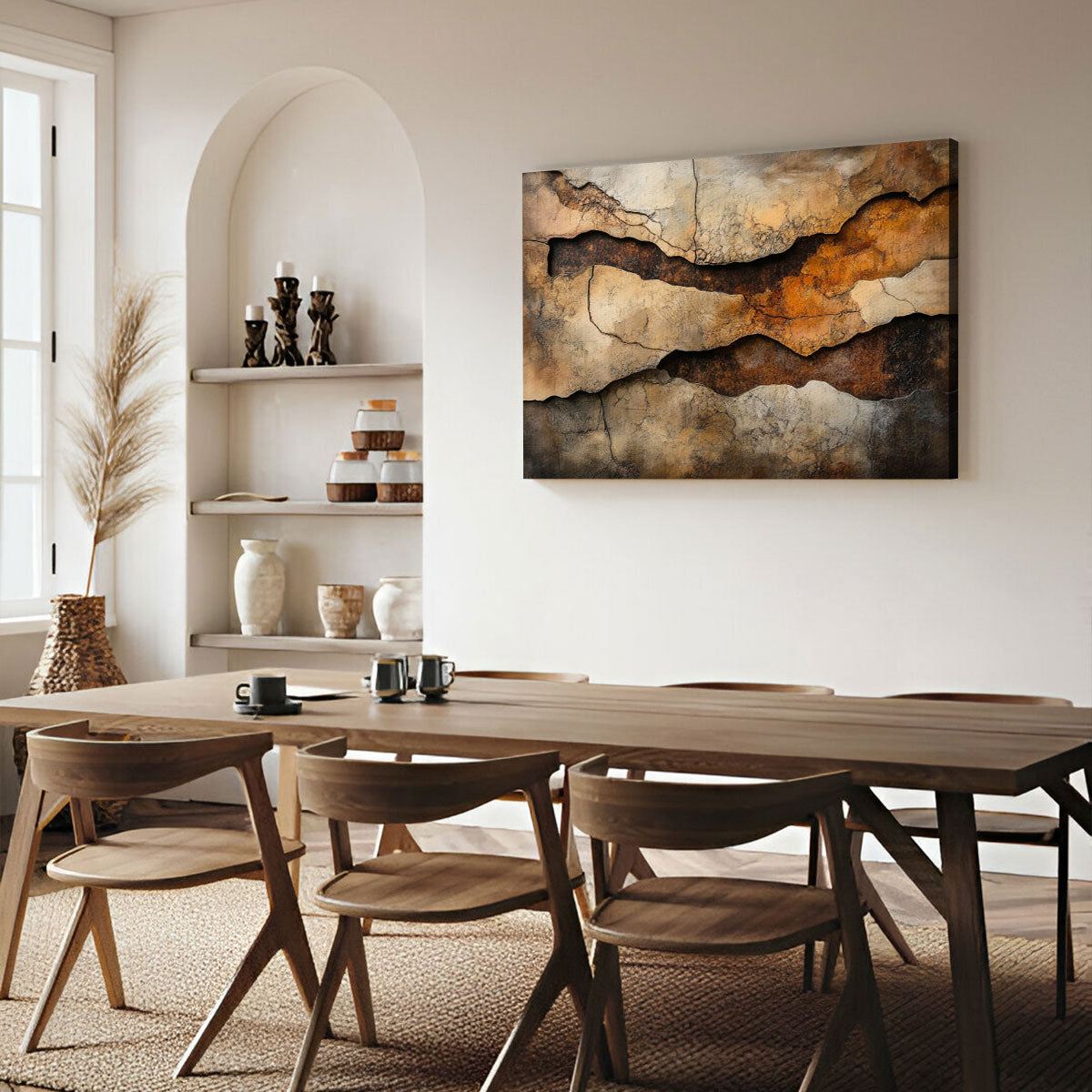 Layered Abstract Canvas Wall Art – Textured Minimalist Painting