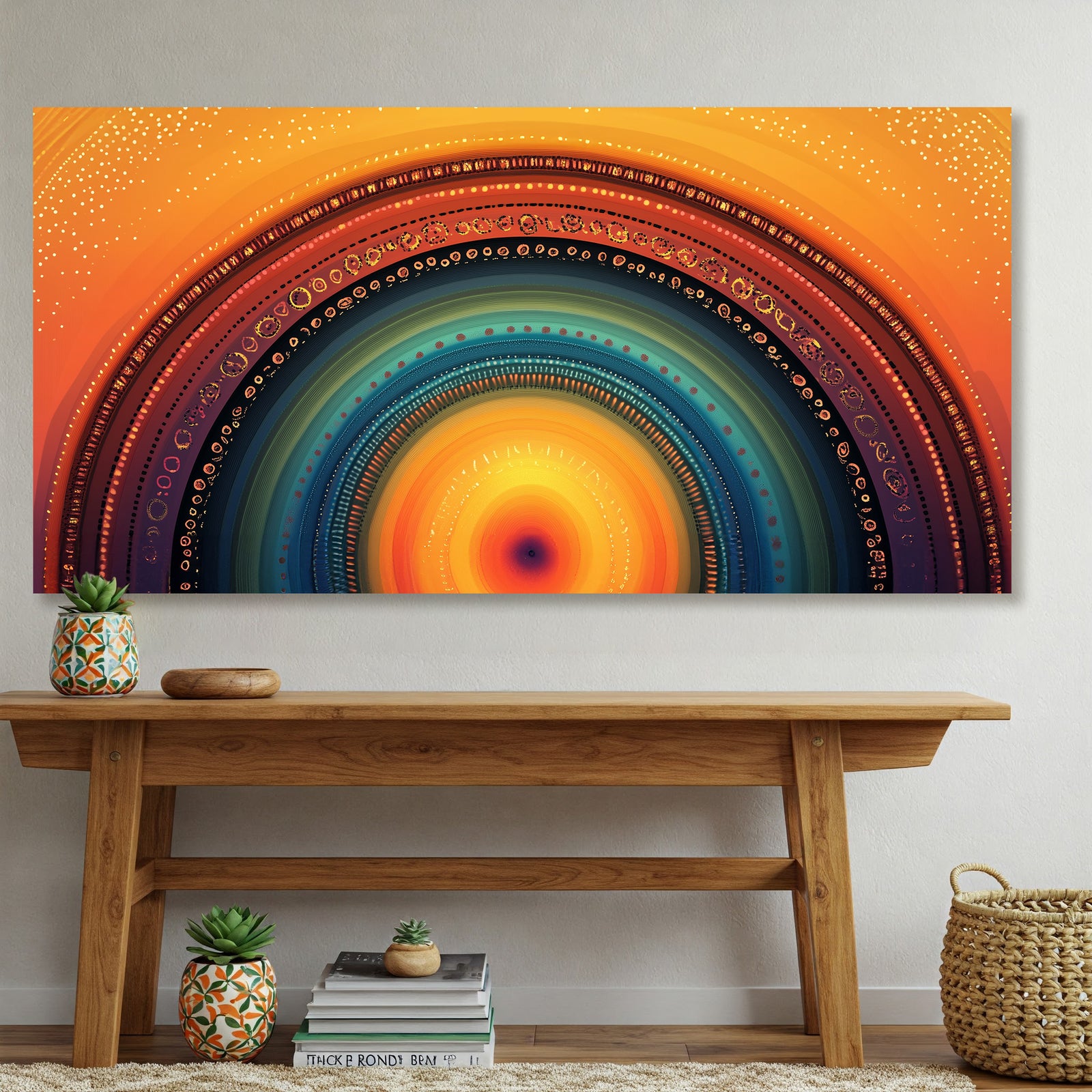 Rainbow Arch Abstract Boho Canvas Wall Art