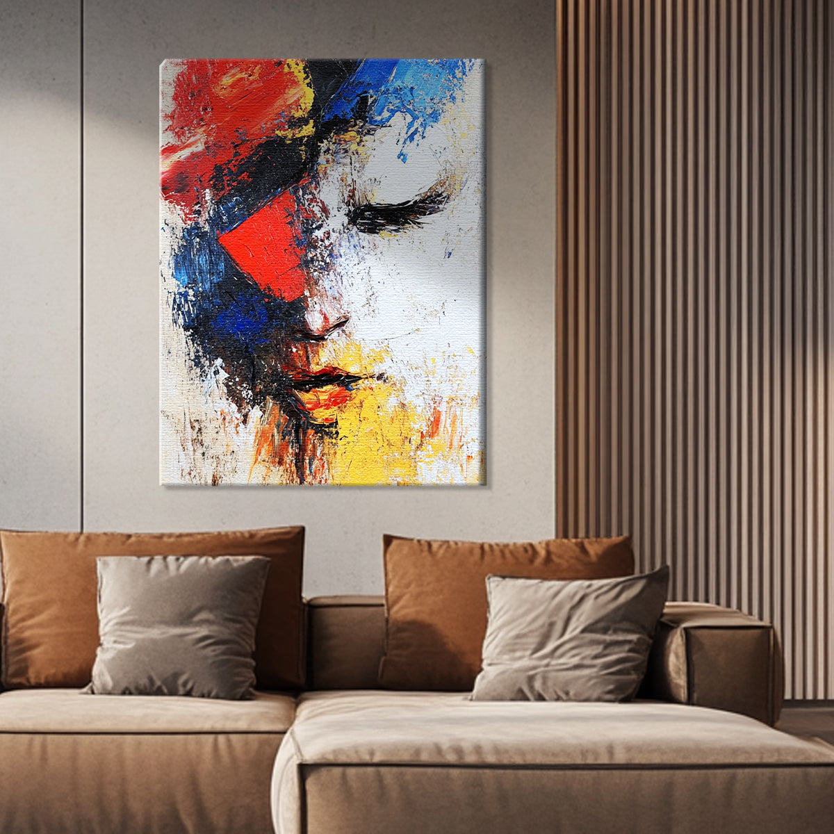 Dreaming Colors Abstract Portraiture Canvas Wall Art for Living Room