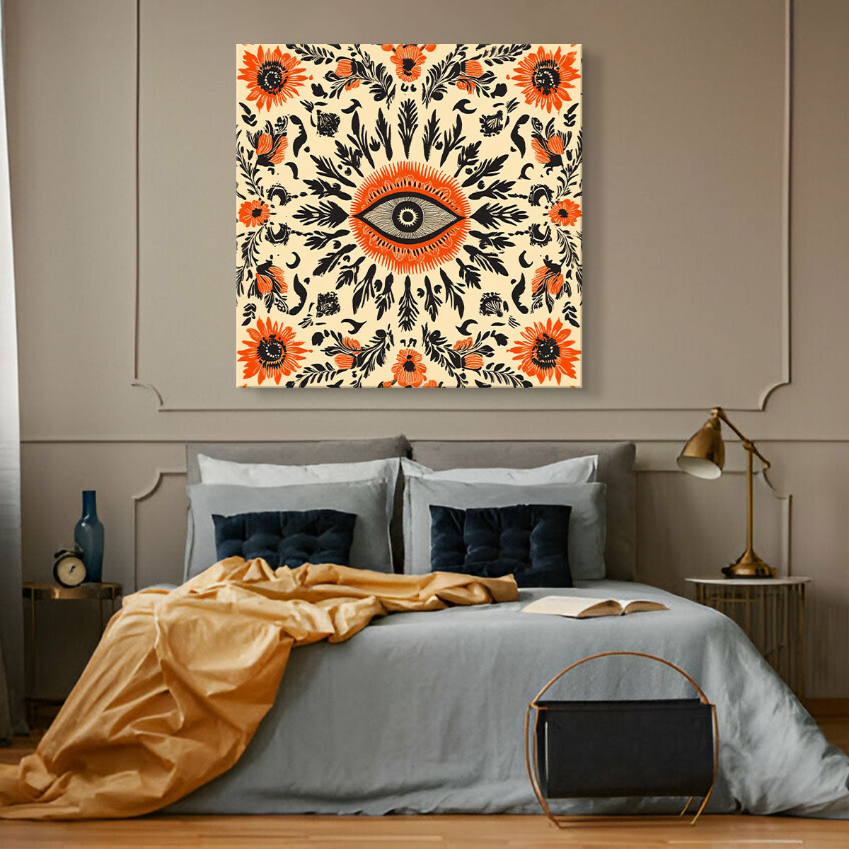 Golden Daisy Grid Boho Wall Decor