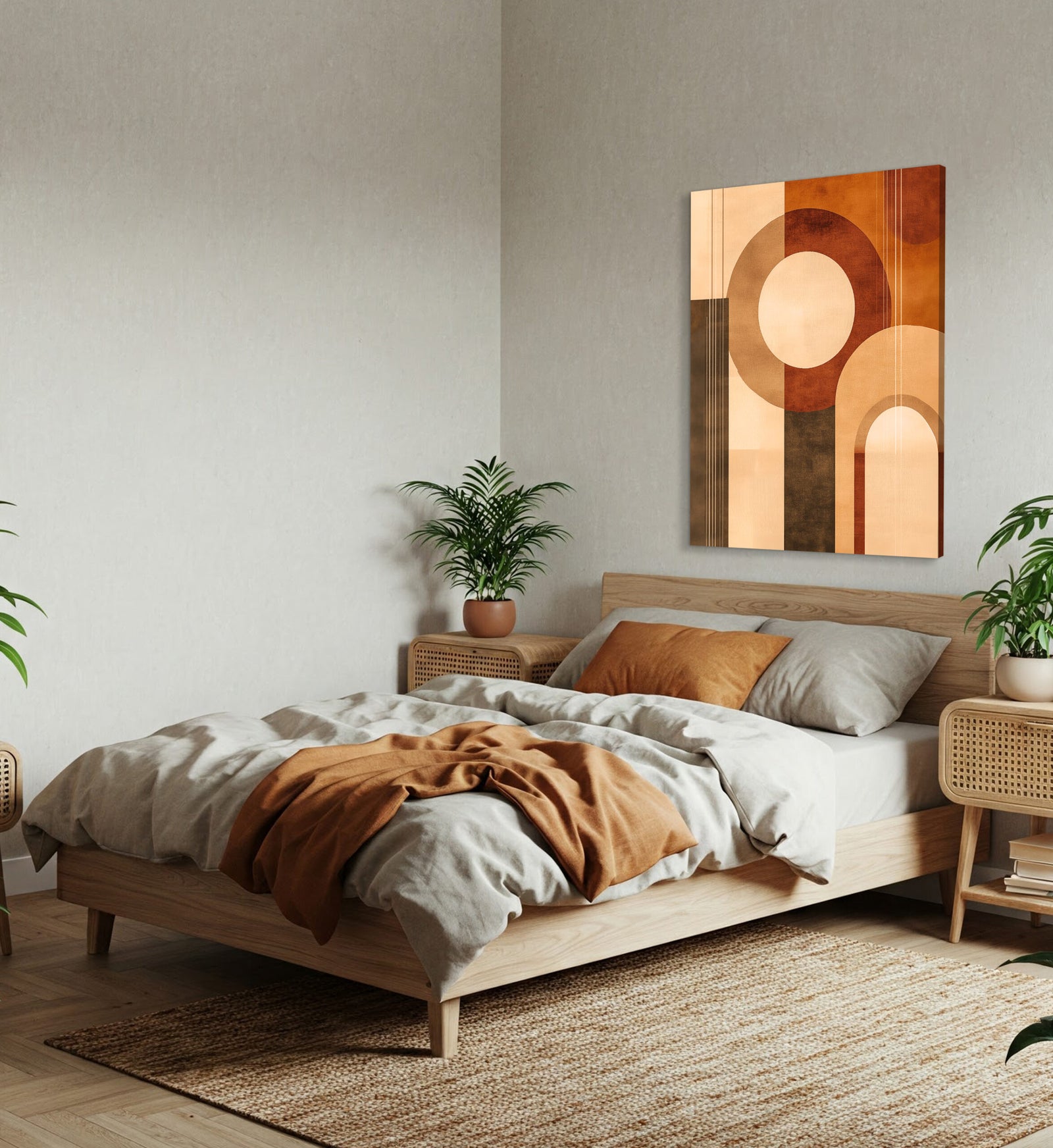 Beige Brown Minimal Shapes Canvas Wall Art for Neutral Decor