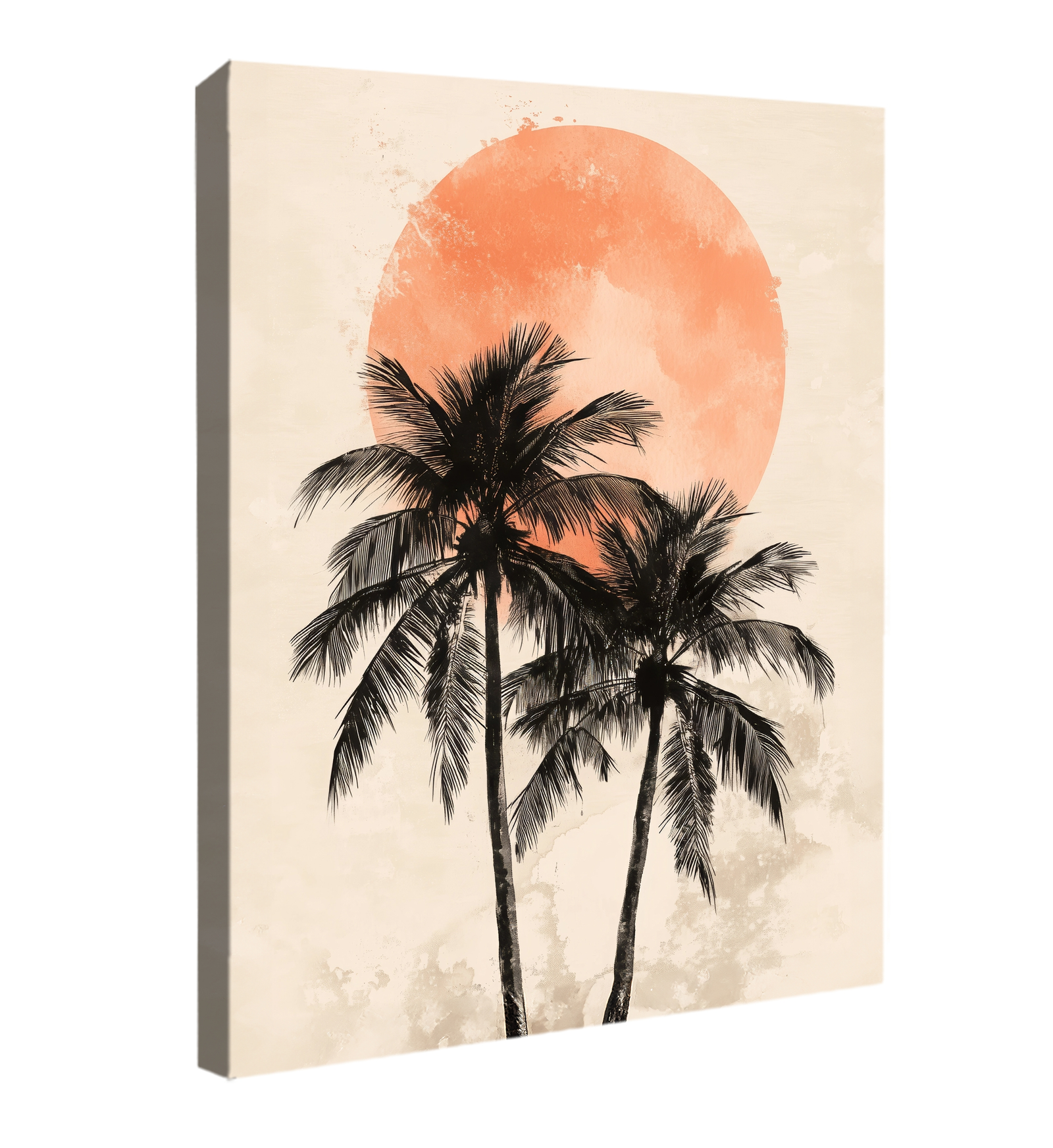 Palm Trees Sunset Boho Wall Art – Minimalist Coastal Canvas Print